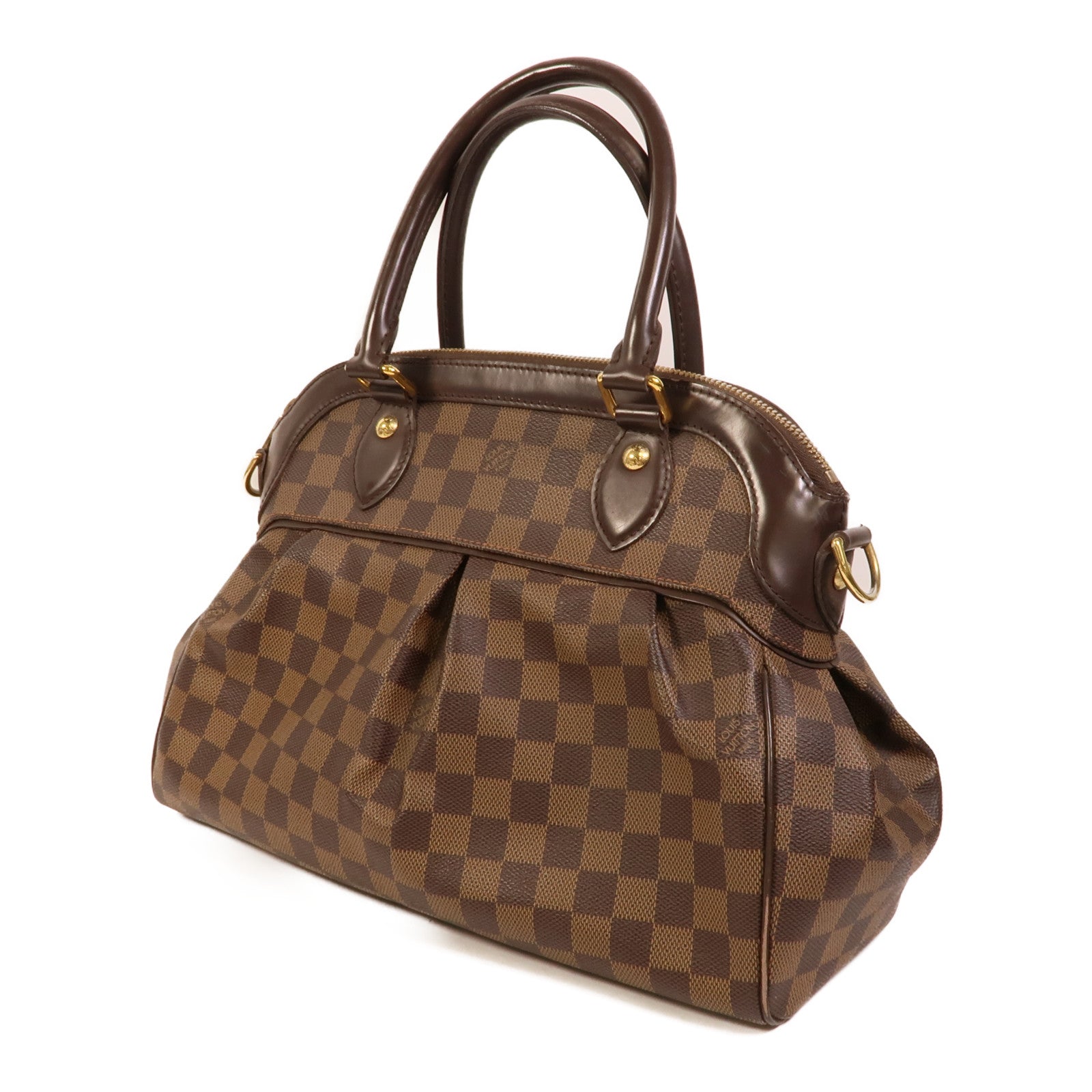 LOUIS VUITTON Damier Trevi金扣手挽肩背兩用袋棕色