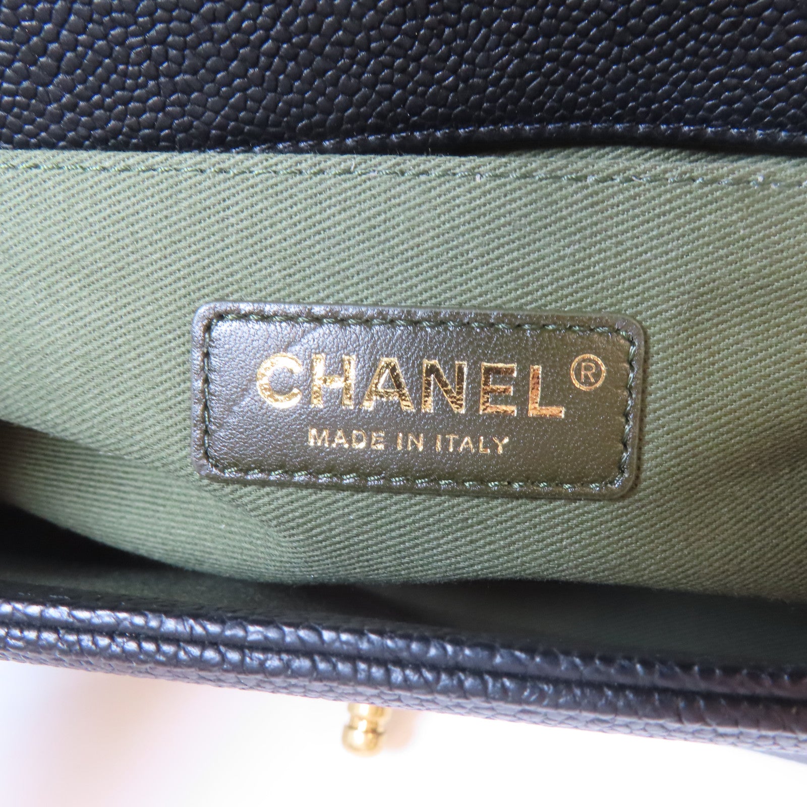 CHANEL 【激減優惠】菱格Caviar皮革Boy 25金扣鏈帶肩背袋黑色
