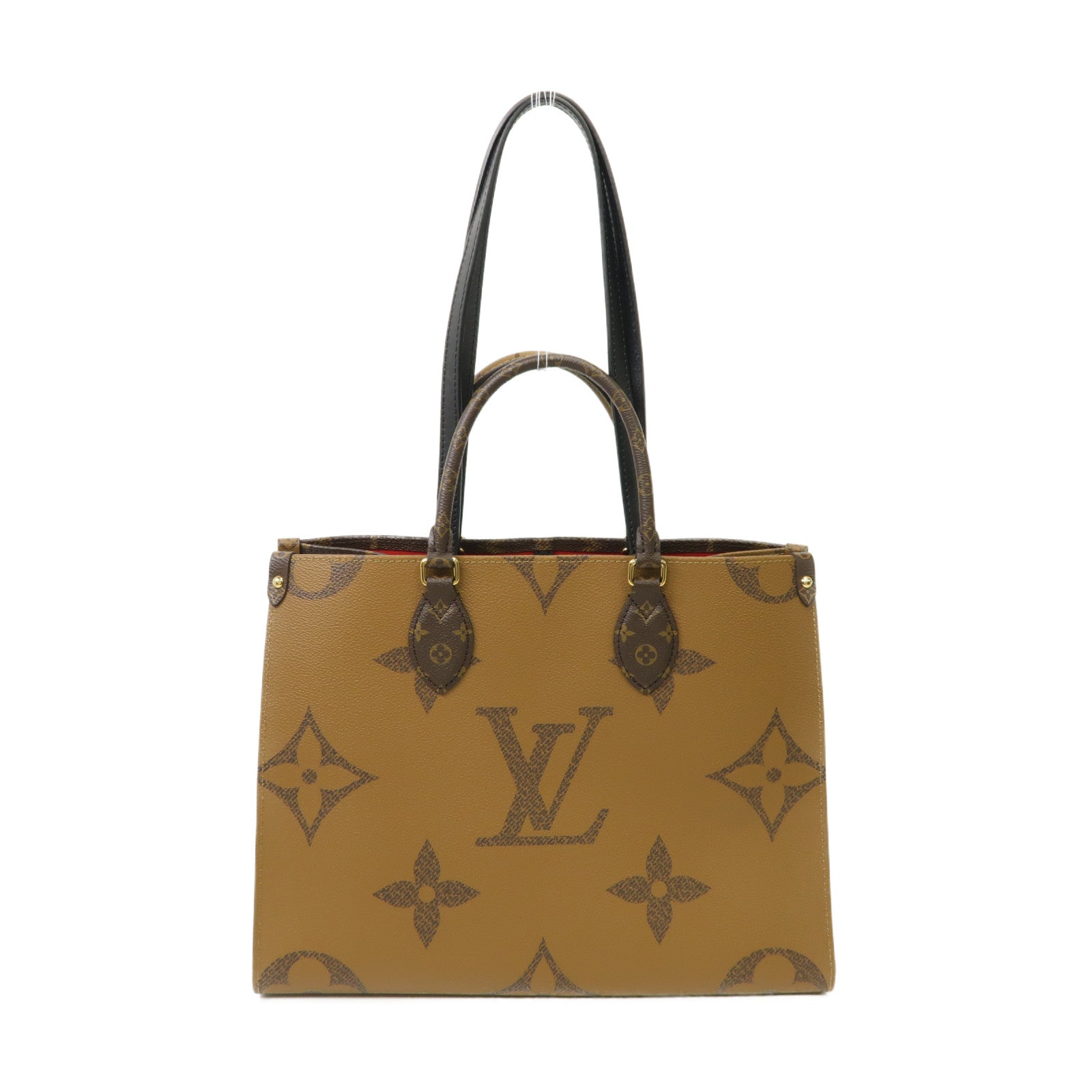 LOUIS VUITTON Monogram Giant Reverse OnTheGo MM金扣手挽肩背兩用袋棕色