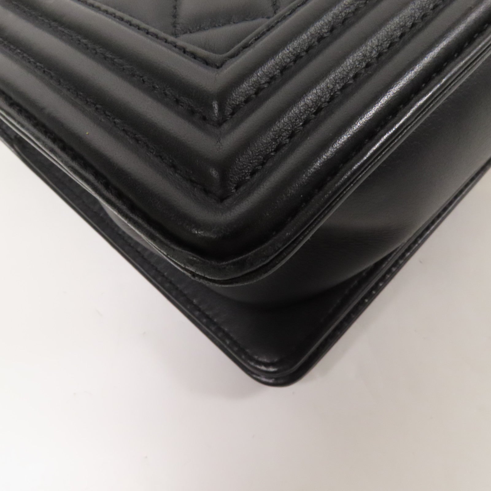 CHANEL 羊皮皮革Boy 25 2Way Shoulder Bag金扣鏈帶手挽肩背兩用袋