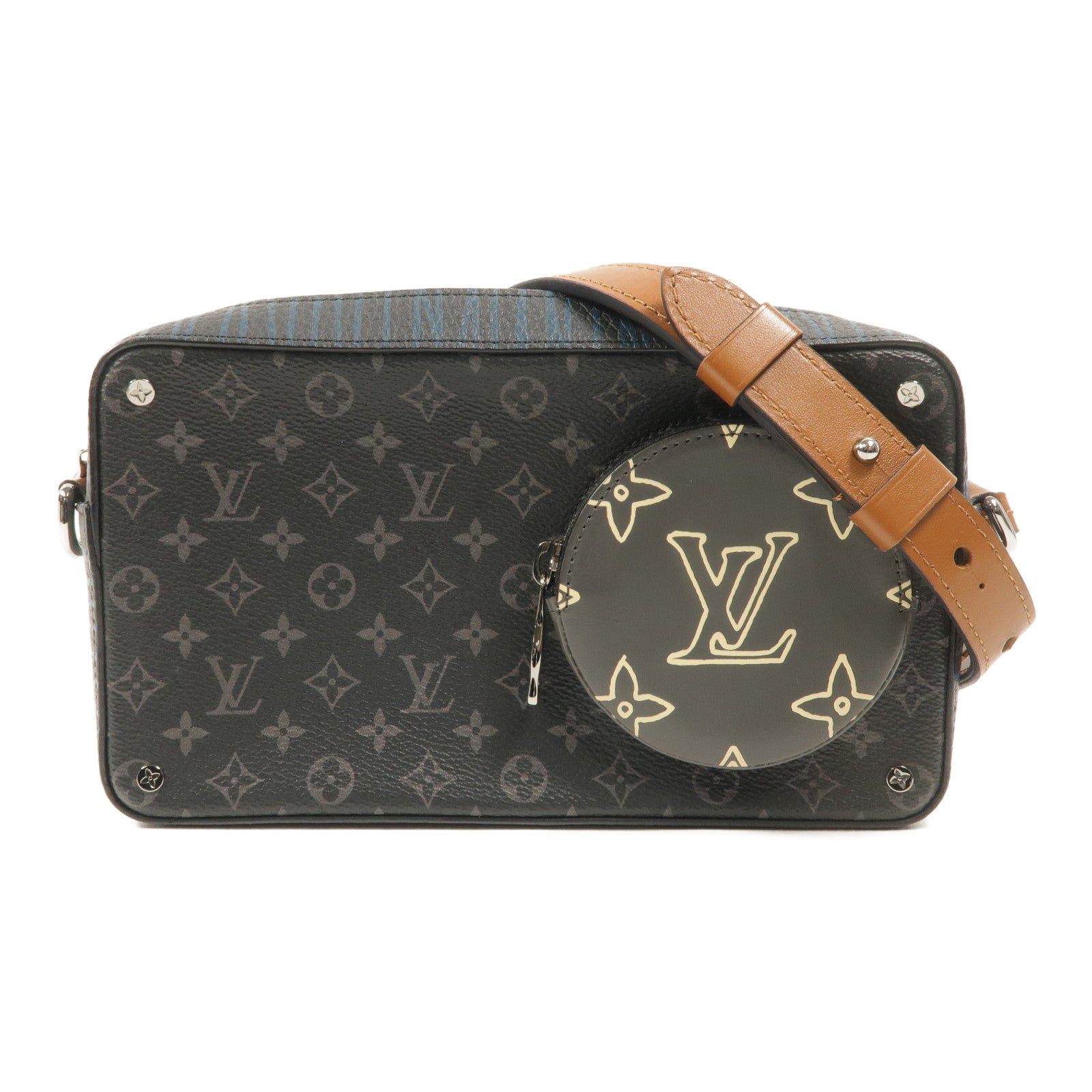 LOUIS VUITTON Monogram Eclipse Volga On Strap肩背袋