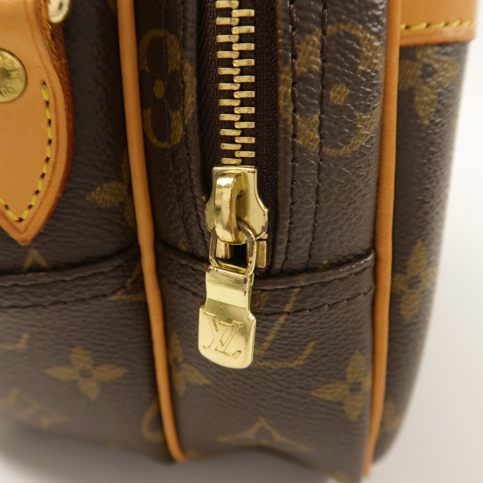 LOUIS VUITTON Monogram Reporter PM金扣肩背袋棕色