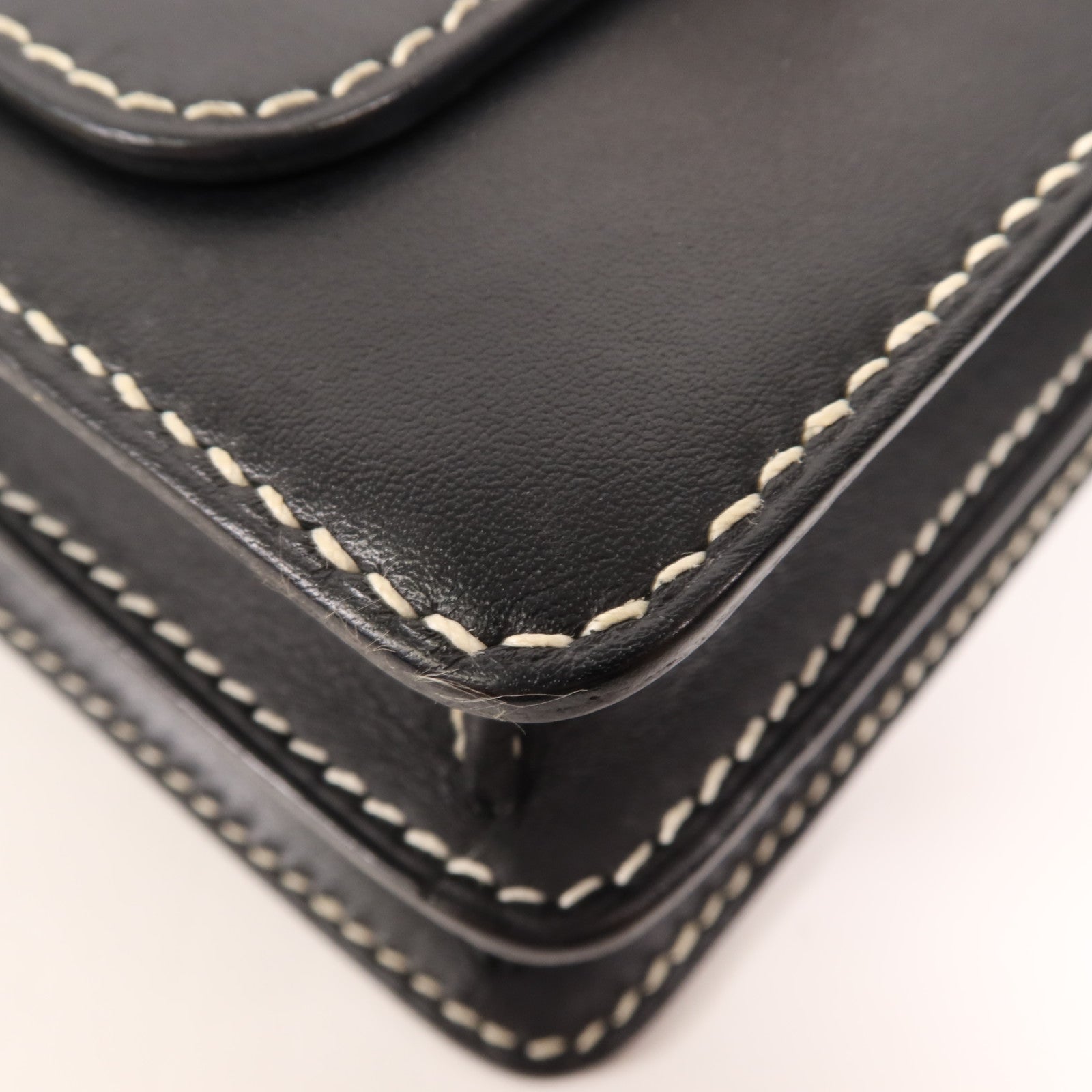 HERMES Sombrero皮革Roulis 23銀扣肩背袋Noir