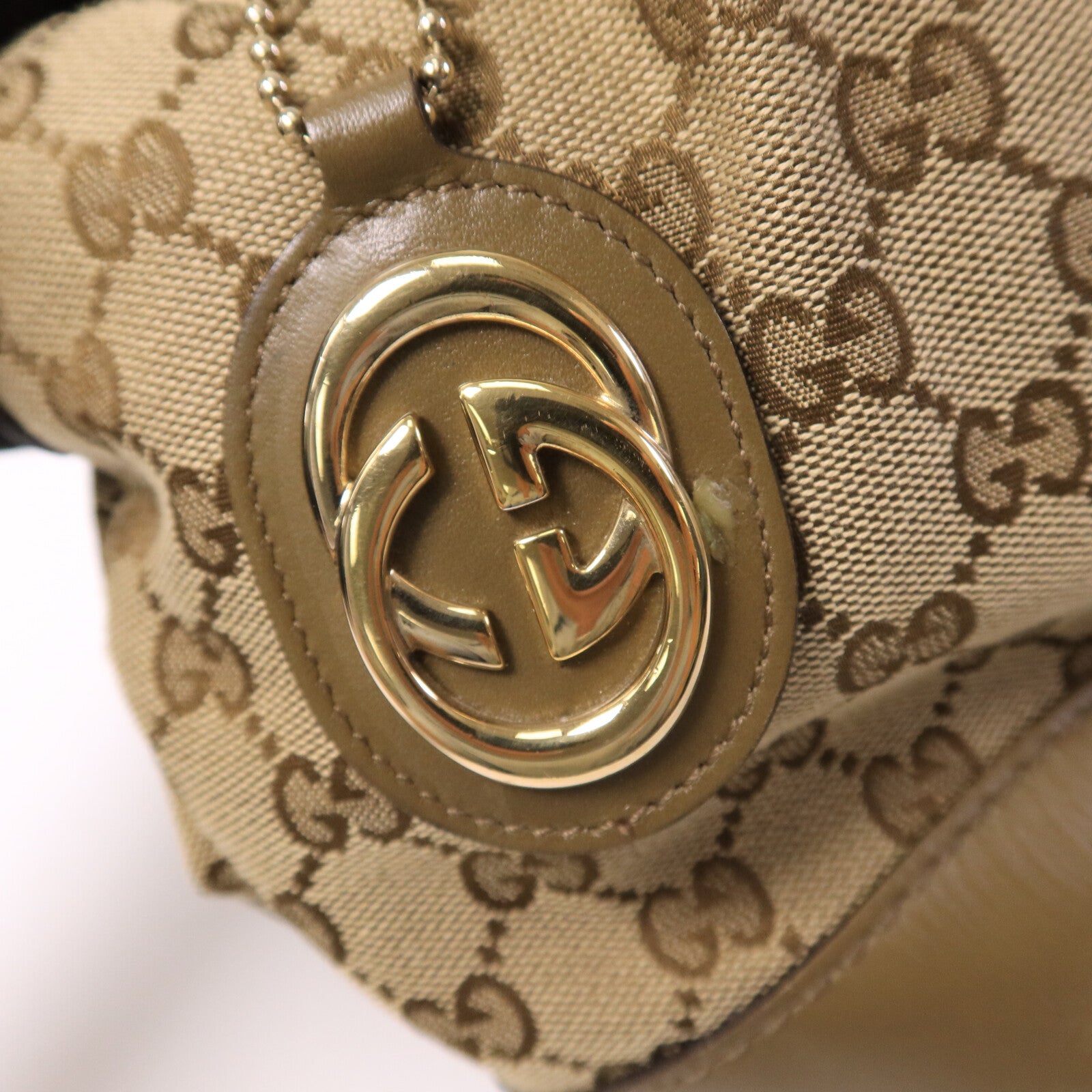 GUCCI 牛皮皮革/帆布2 Way Shoulder金扣手挽肩背兩用袋