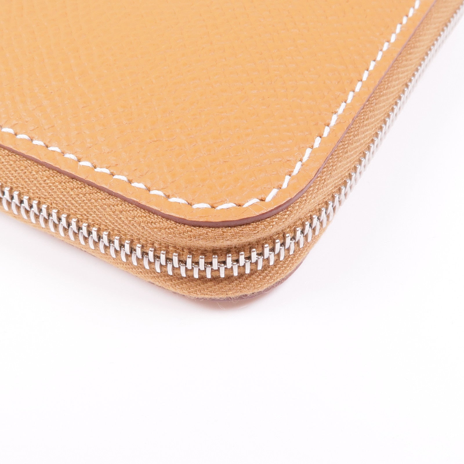 HERMES Epsom皮革Silk In Compact Wallet銀扣錢包Gold