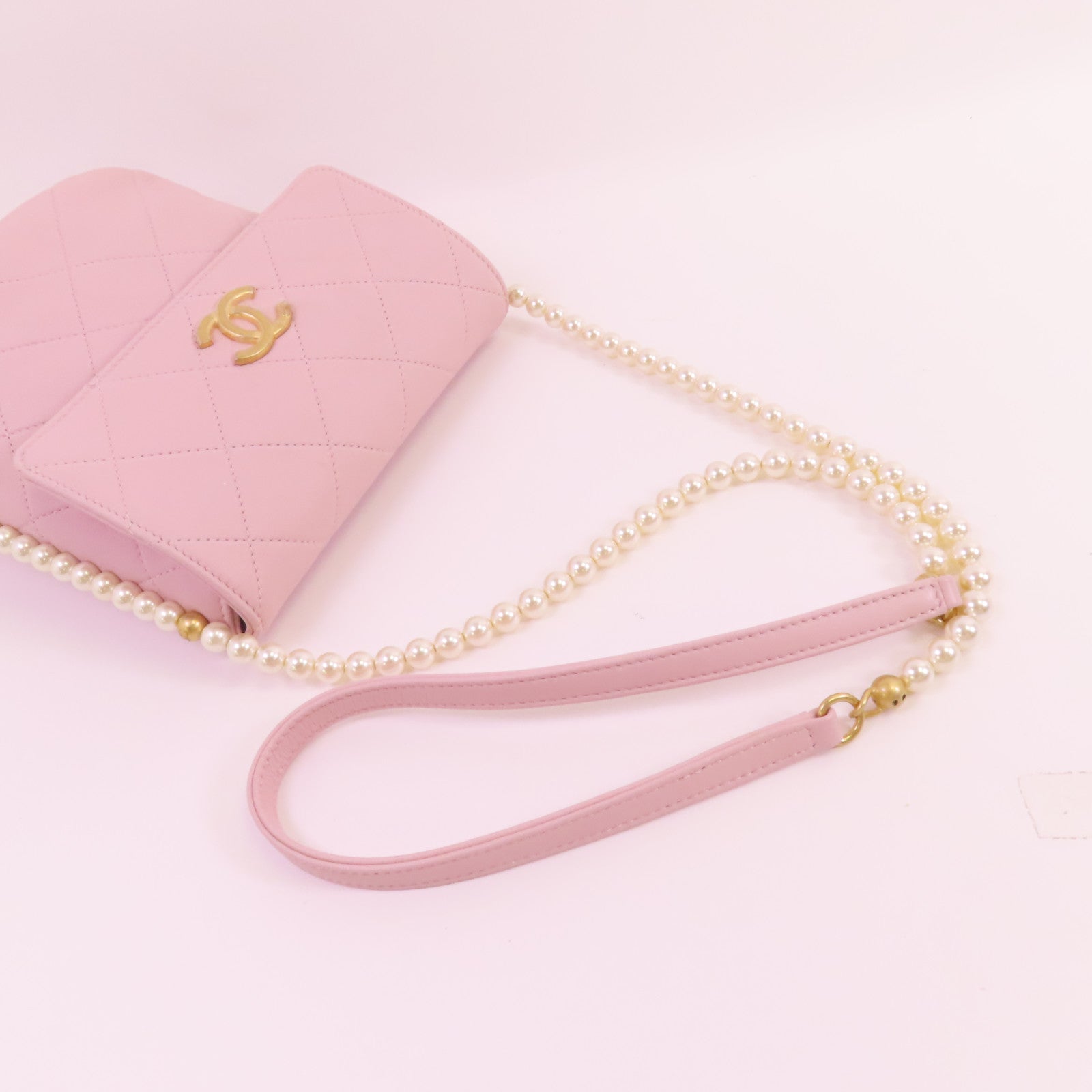 CHANEL 牛皮皮革Chain Shoulder金扣肩背袋