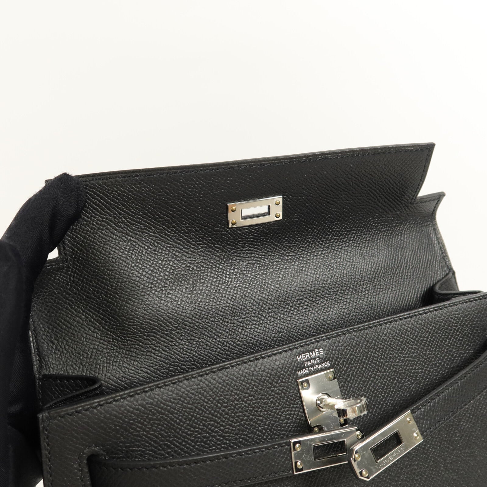 HERMES Epsom皮革Kelly 25手挽肩背兩用袋Noir
