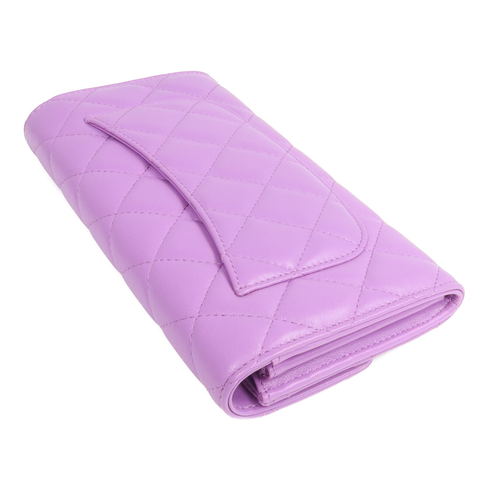 CHANEL 羊皮皮革Long Wallet銀扣長錢包