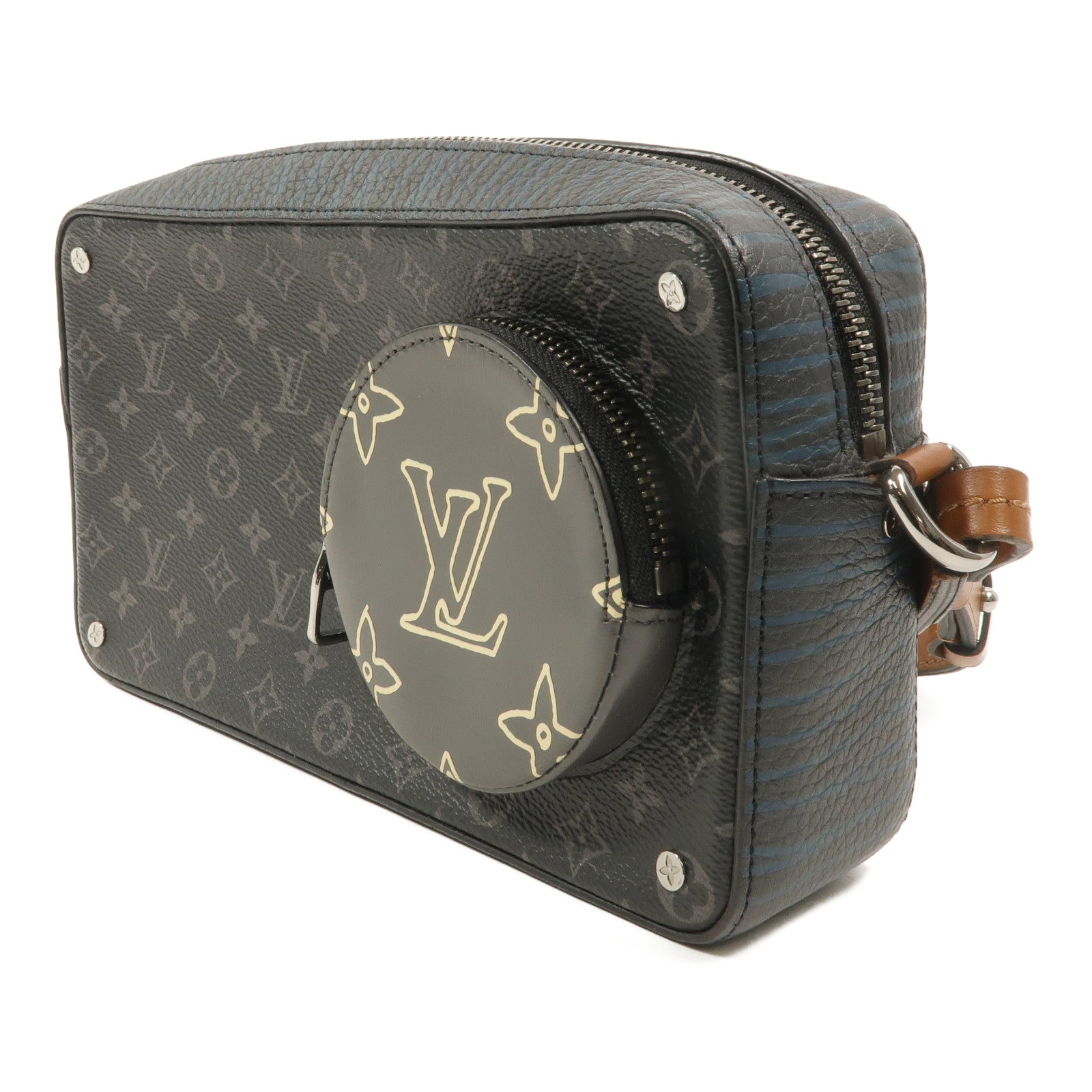 LOUIS VUITTON Monogram Eclipse Volga On Strap肩背袋