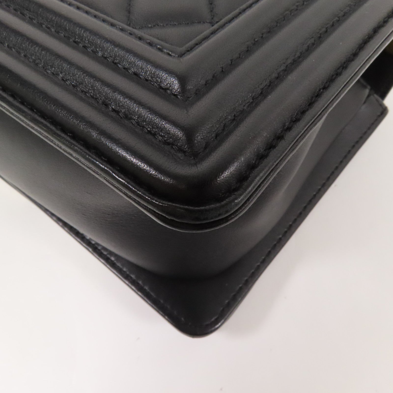 CHANEL 羊皮皮革Boy 25 2Way Shoulder Bag金扣鏈帶手挽肩背兩用袋