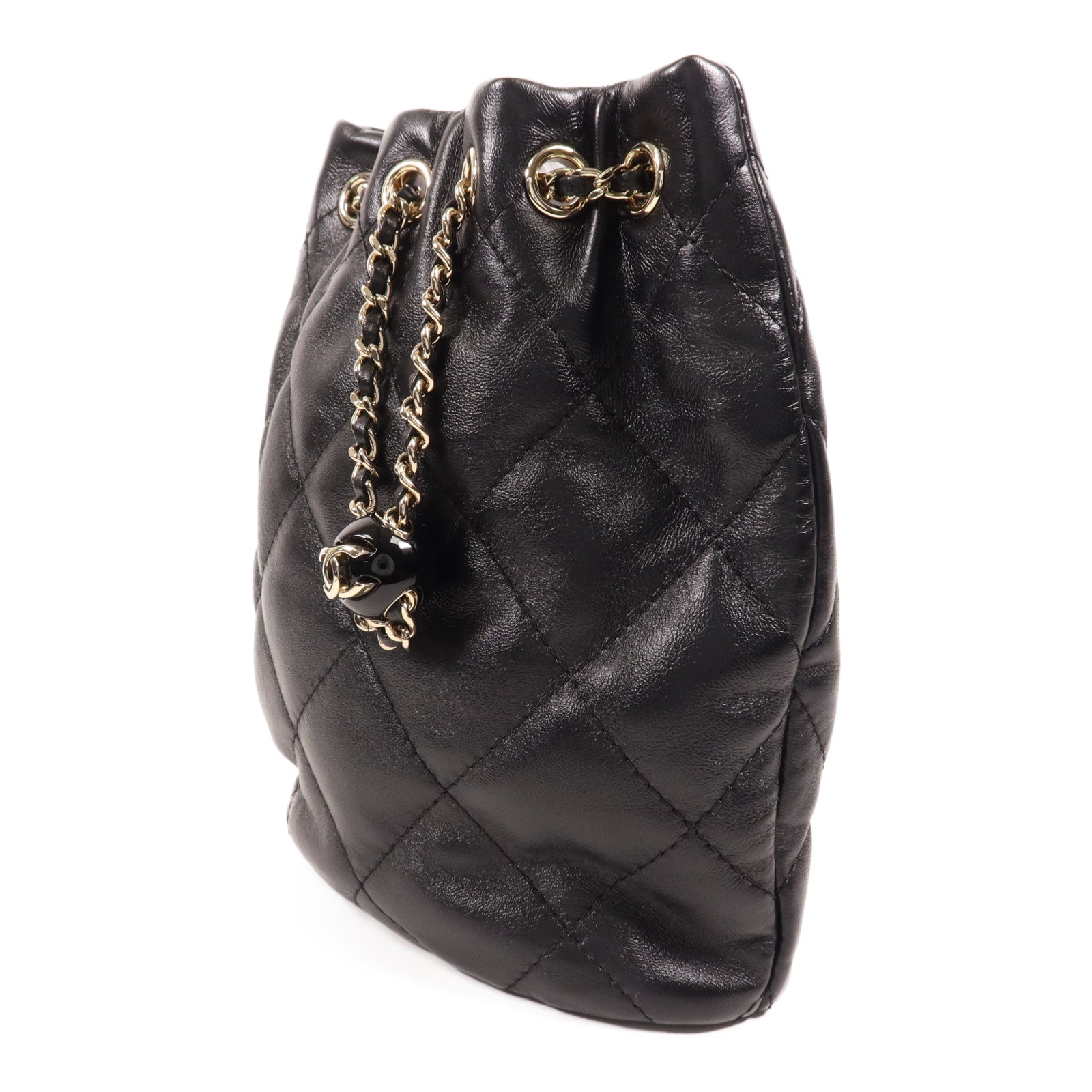 CHANEL 牛皮皮革Rucksack金扣背包