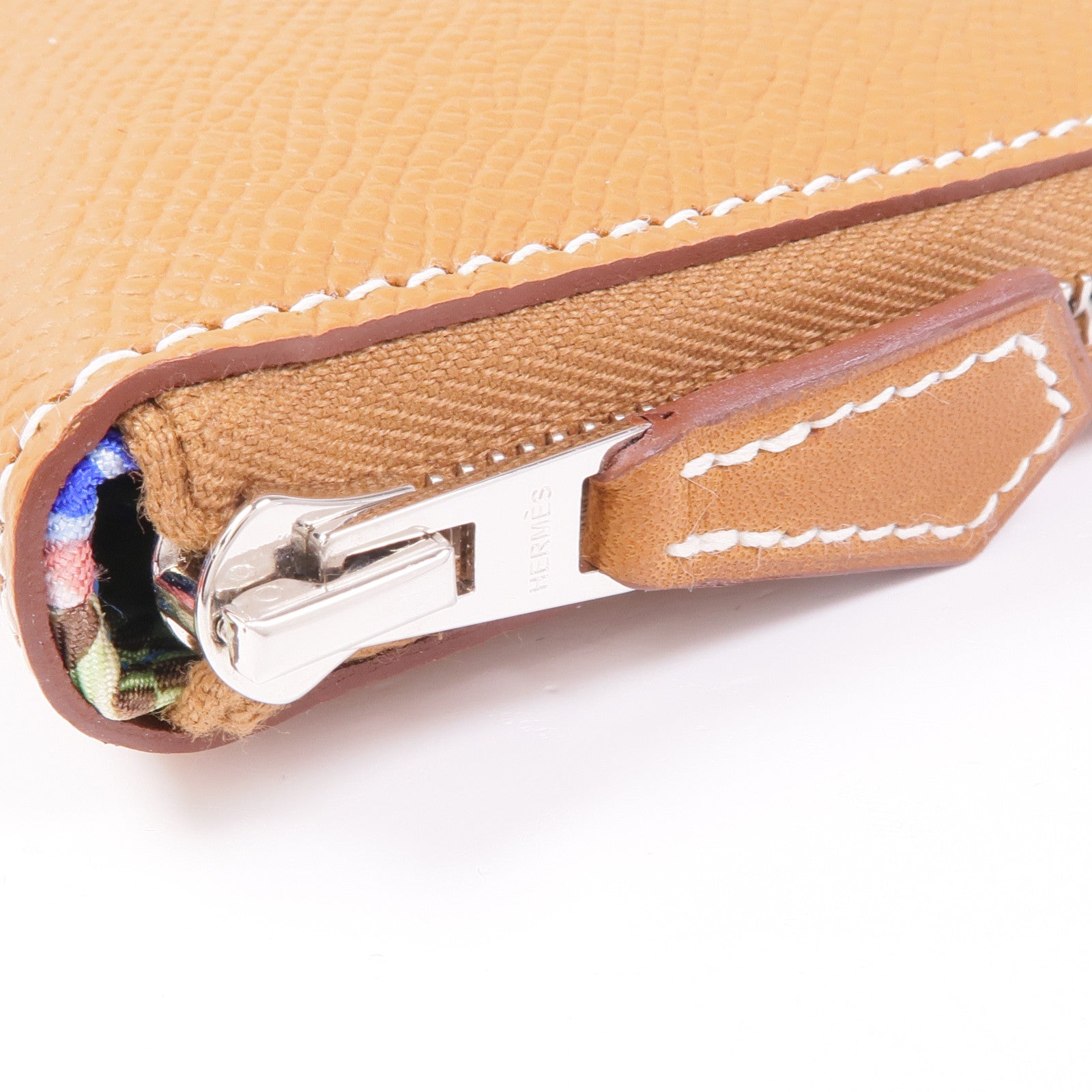 HERMES Epsom皮革Silk In Compact Wallet銀扣錢包Gold