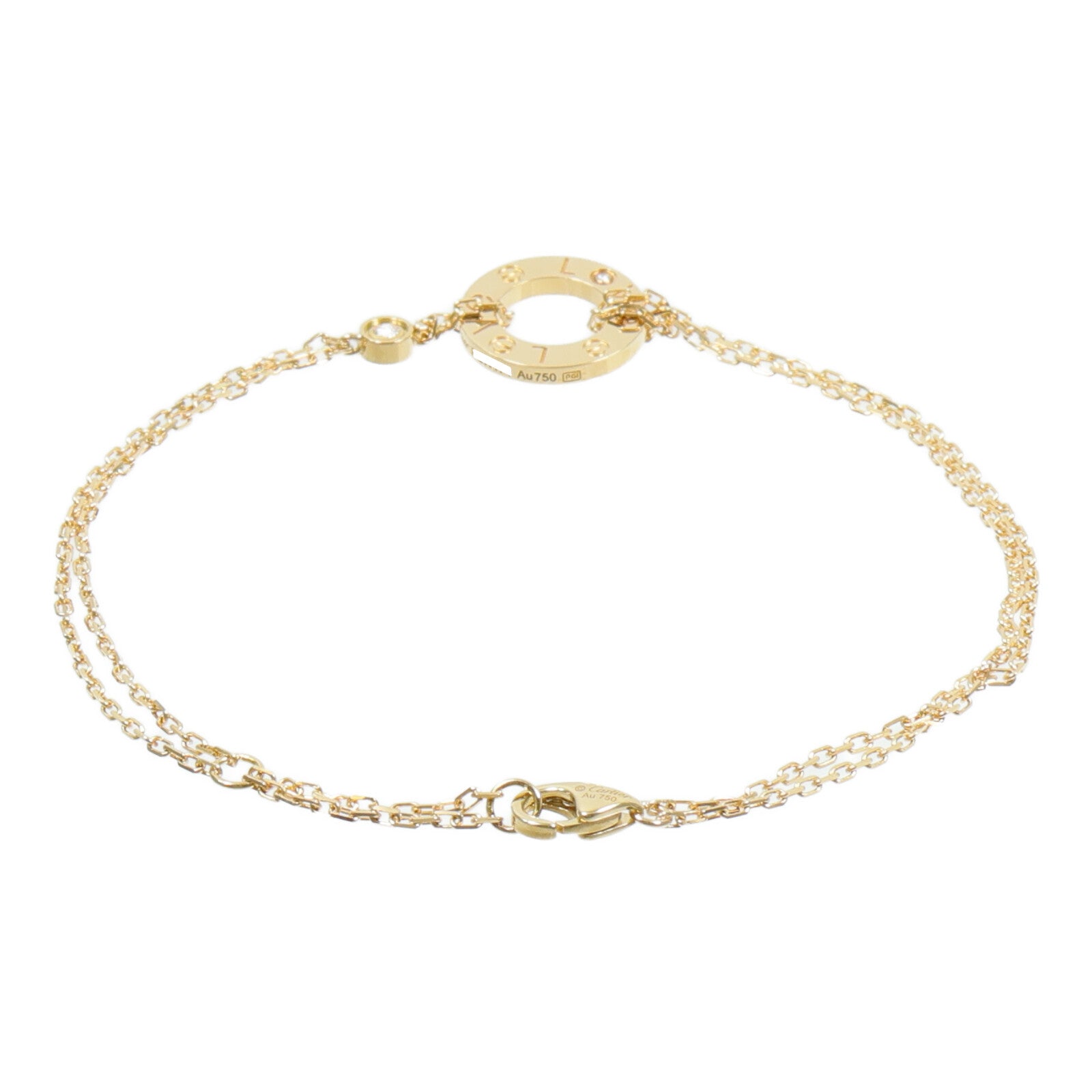 CARTIER 18K黃金Love Bracelet鑽石手鏈