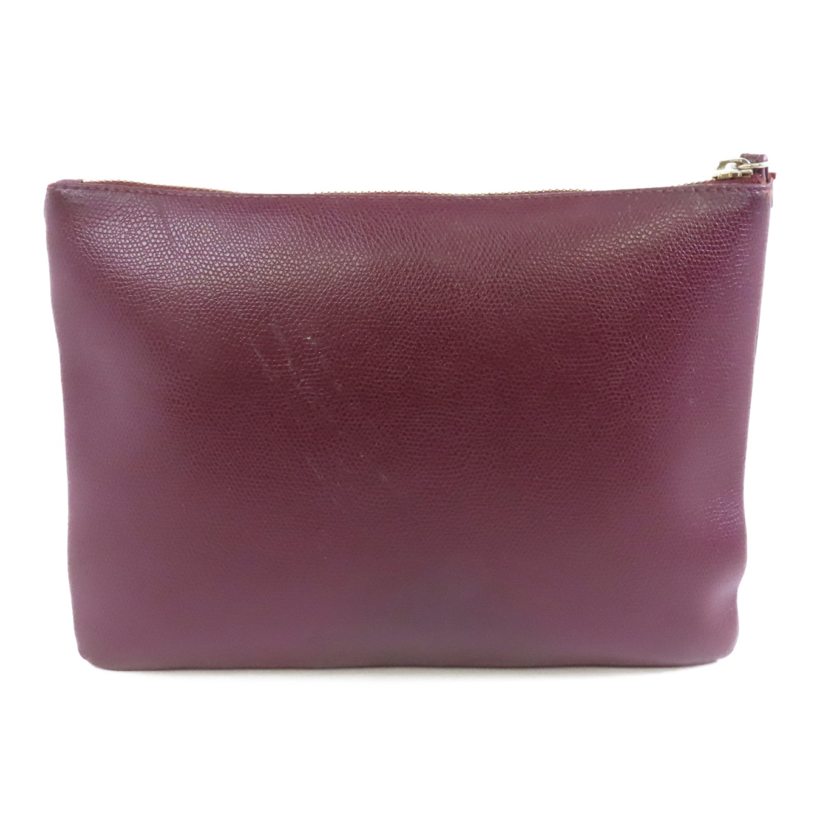 Furla 牛皮皮革Pouch/Clutch金扣手拿包酒紅色