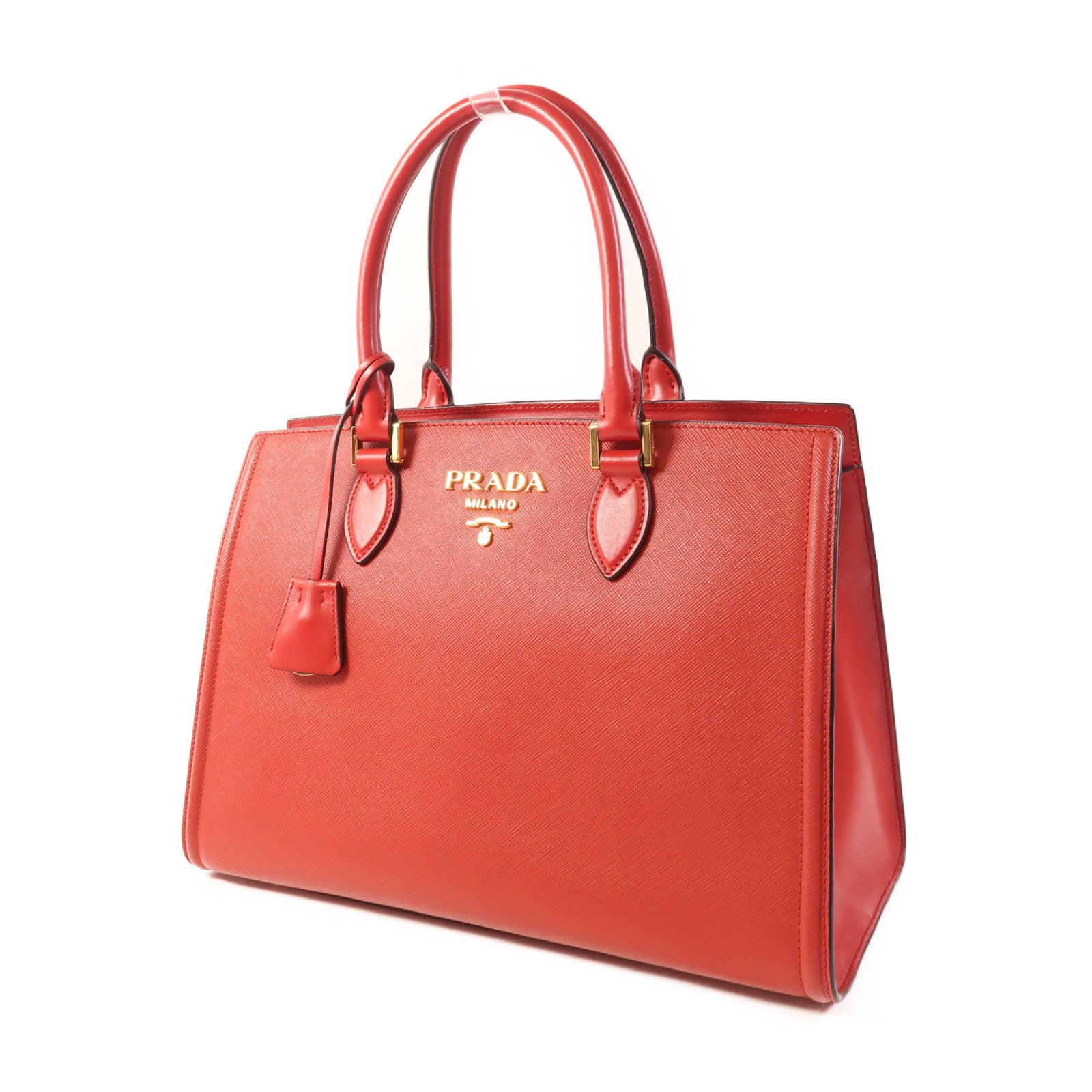 PRADA Saffiano皮革2 Way Shoulder金扣手挽肩背兩用袋