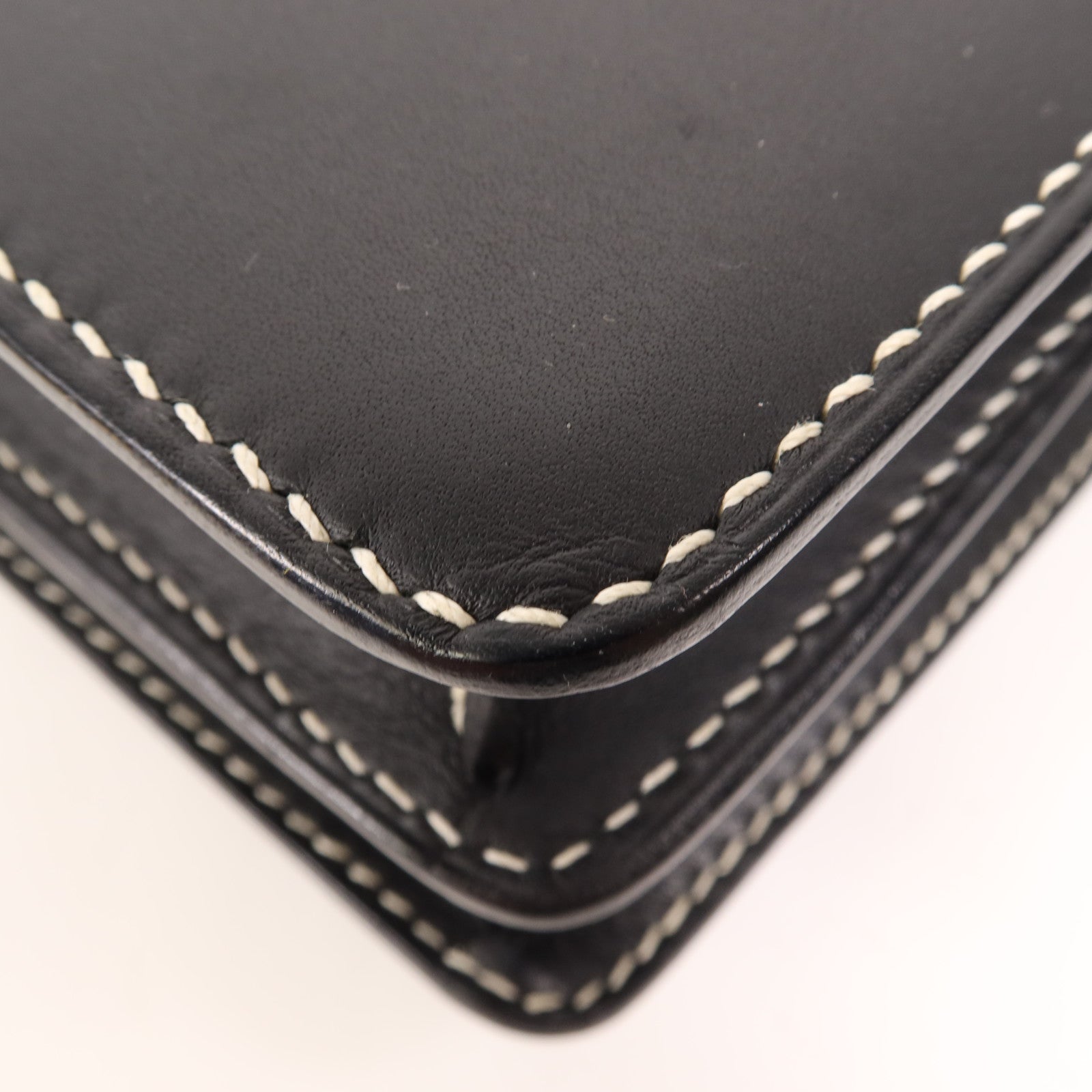 HERMES Sombrero皮革Roulis 23銀扣肩背袋Noir