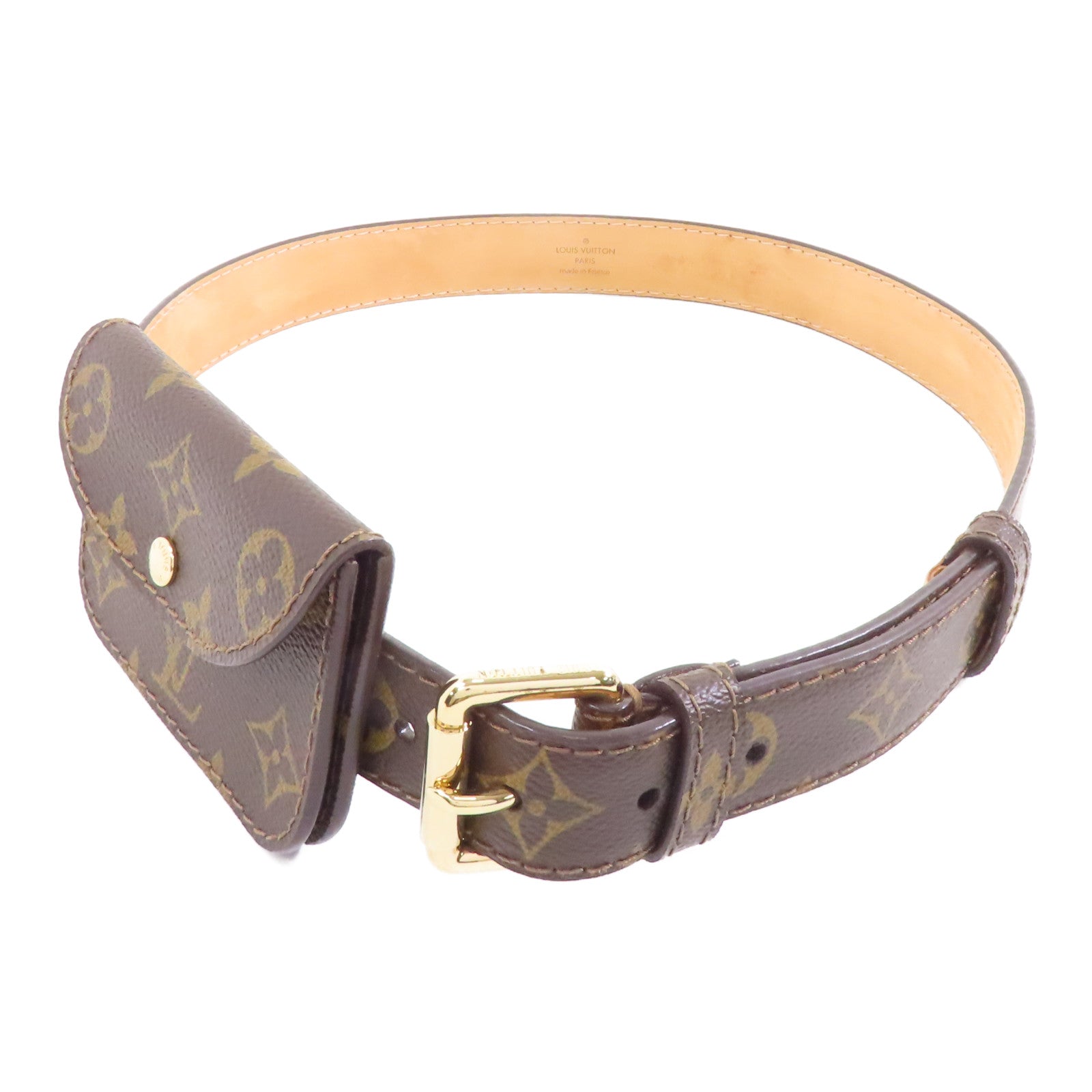 LOUIS VUITTON Monogram Ceinture Pochette#80金扣腰包啡色