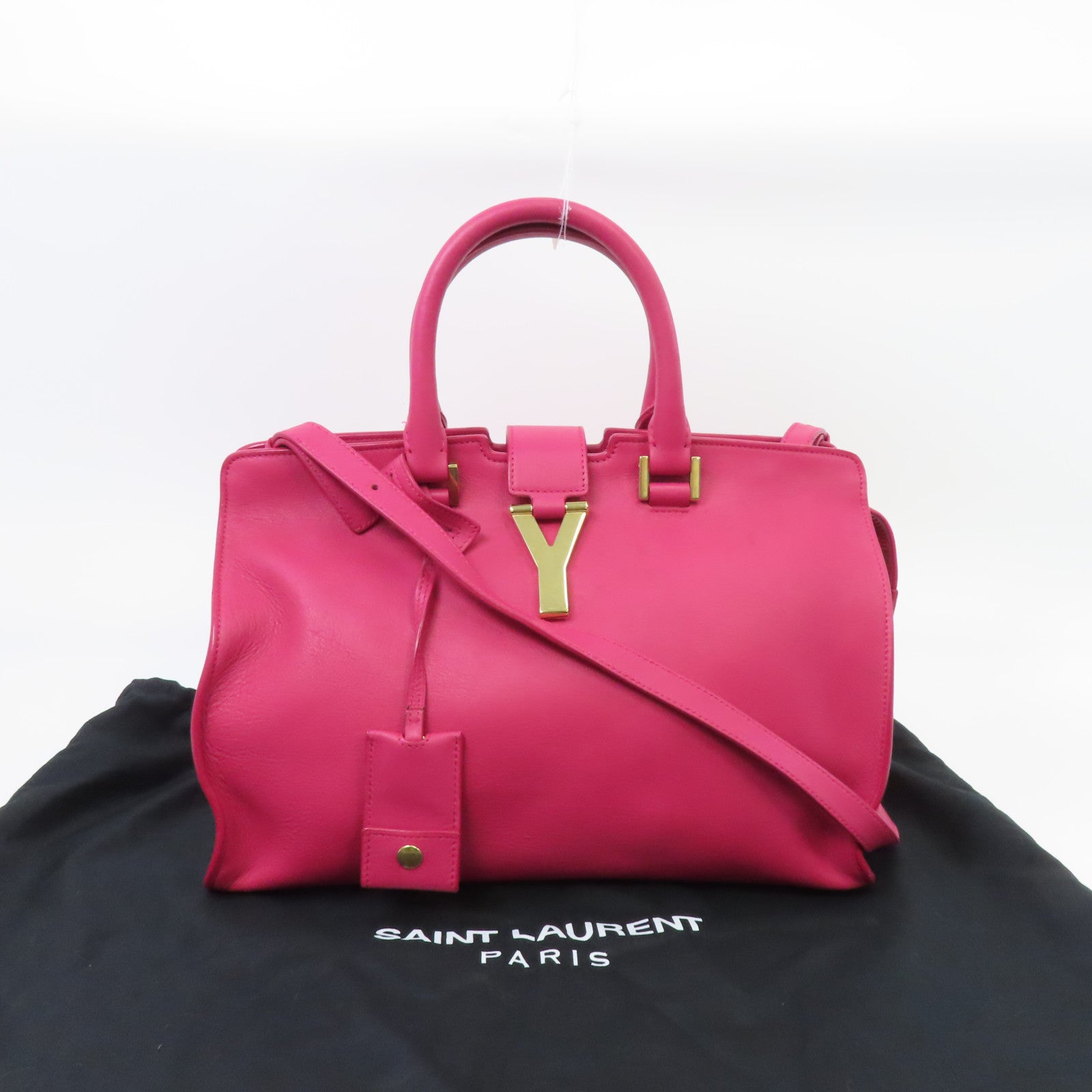 SAINT LAURENT 【激減優惠】牛皮皮革Y Cabas金扣手挽肩背兩用袋粉紅色