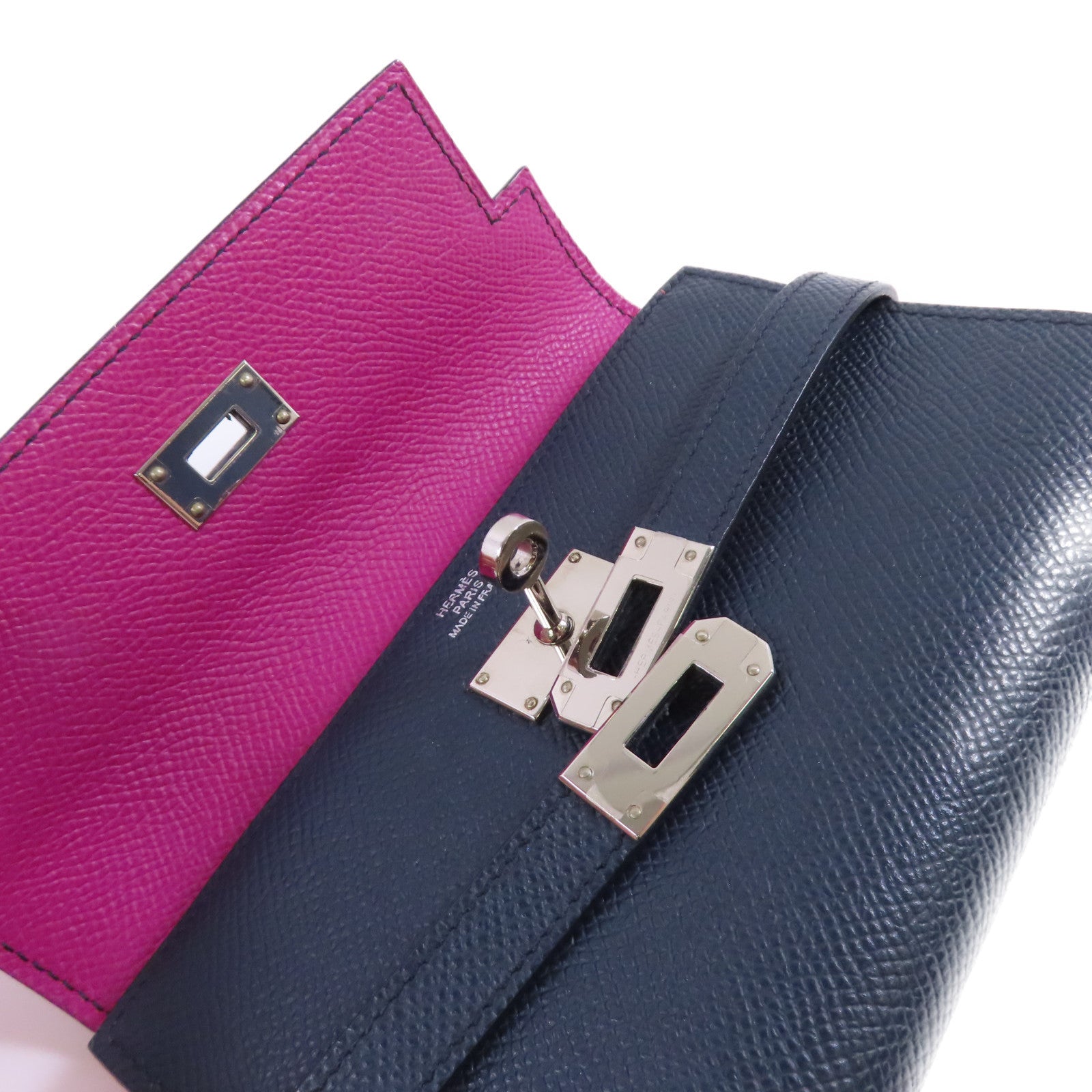 HERMES Epsom皮革Kelly Short Wallet銀扣短錢包