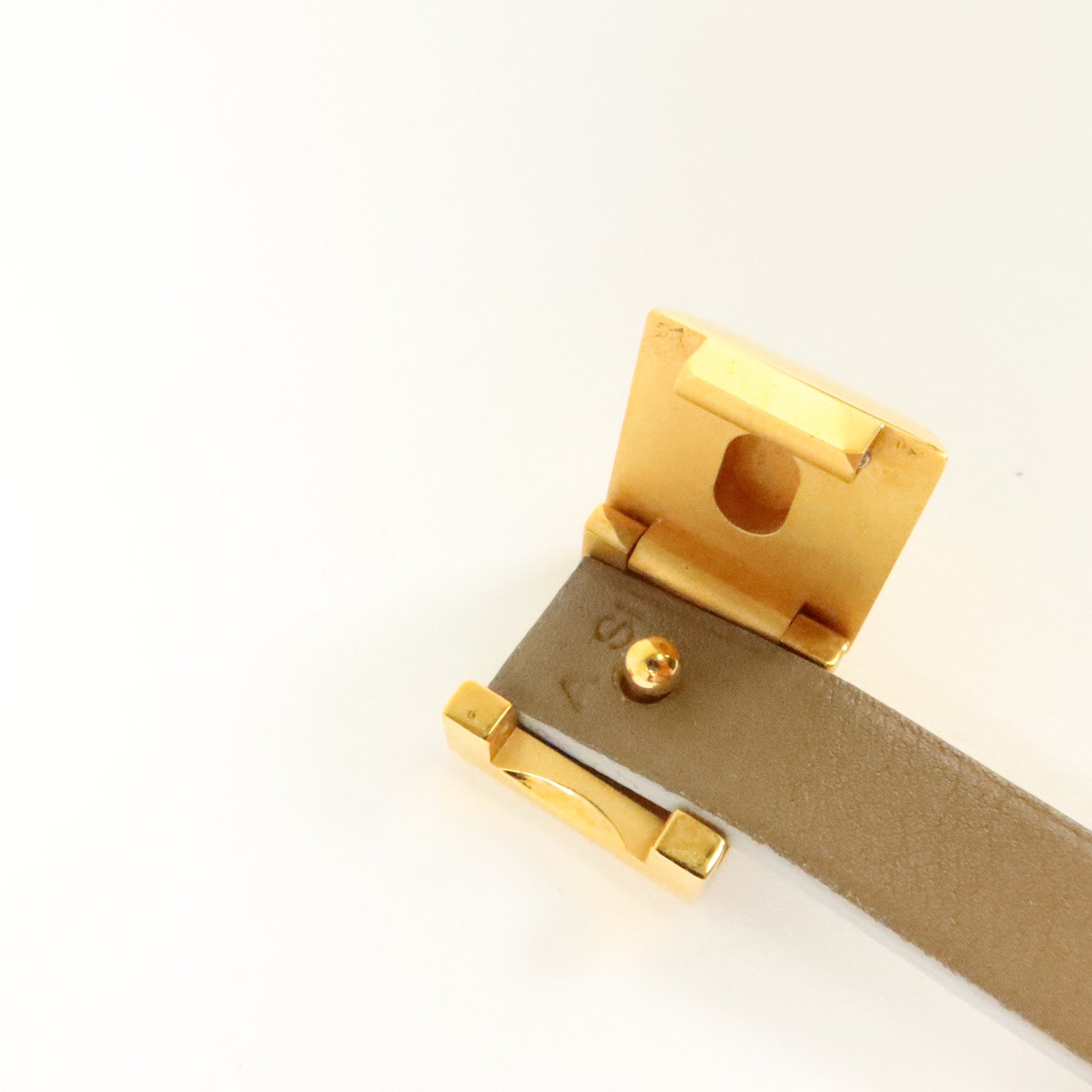 HERMES Swift皮革Medor Infini Double金扣手鏈Etoupe/Blanc