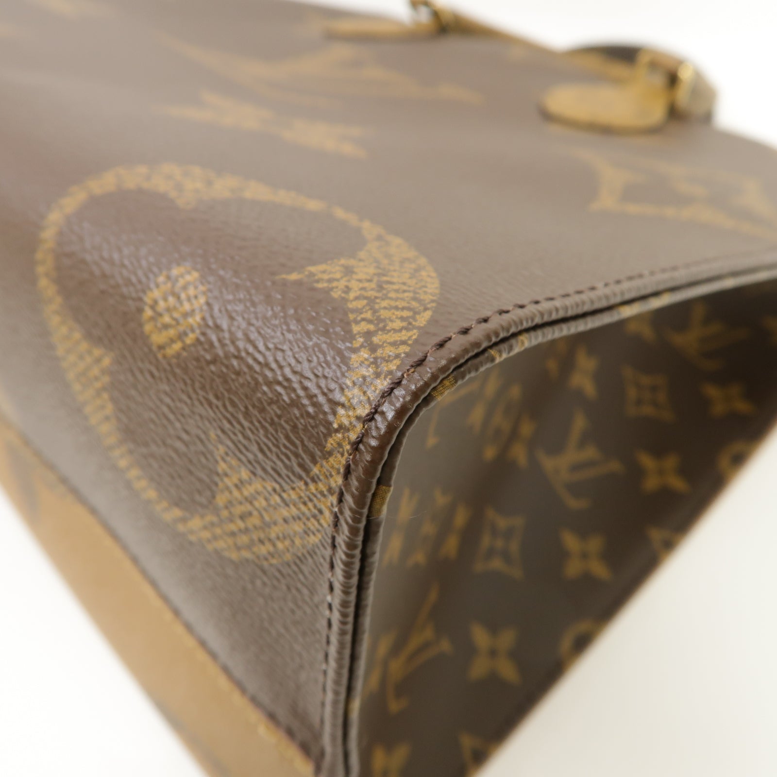 LOUIS VUITTON Monogram Giant Reverse OnTheGo MM金扣手挽肩背兩用袋棕色