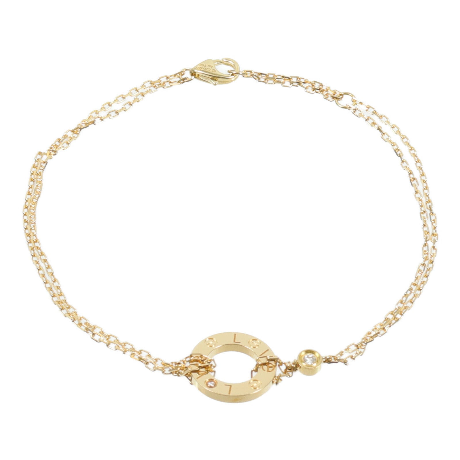 CARTIER 18K黃金Love Bracelet鑽石手鏈