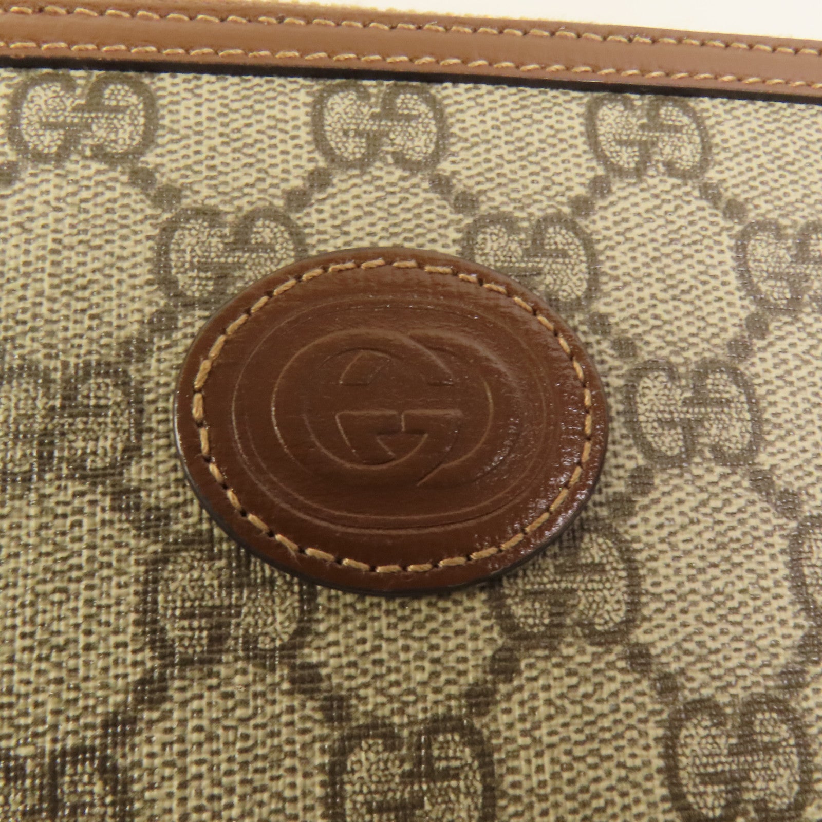GUCCI 塗層帆布/牛皮皮革GG Supreme金扣肩背袋