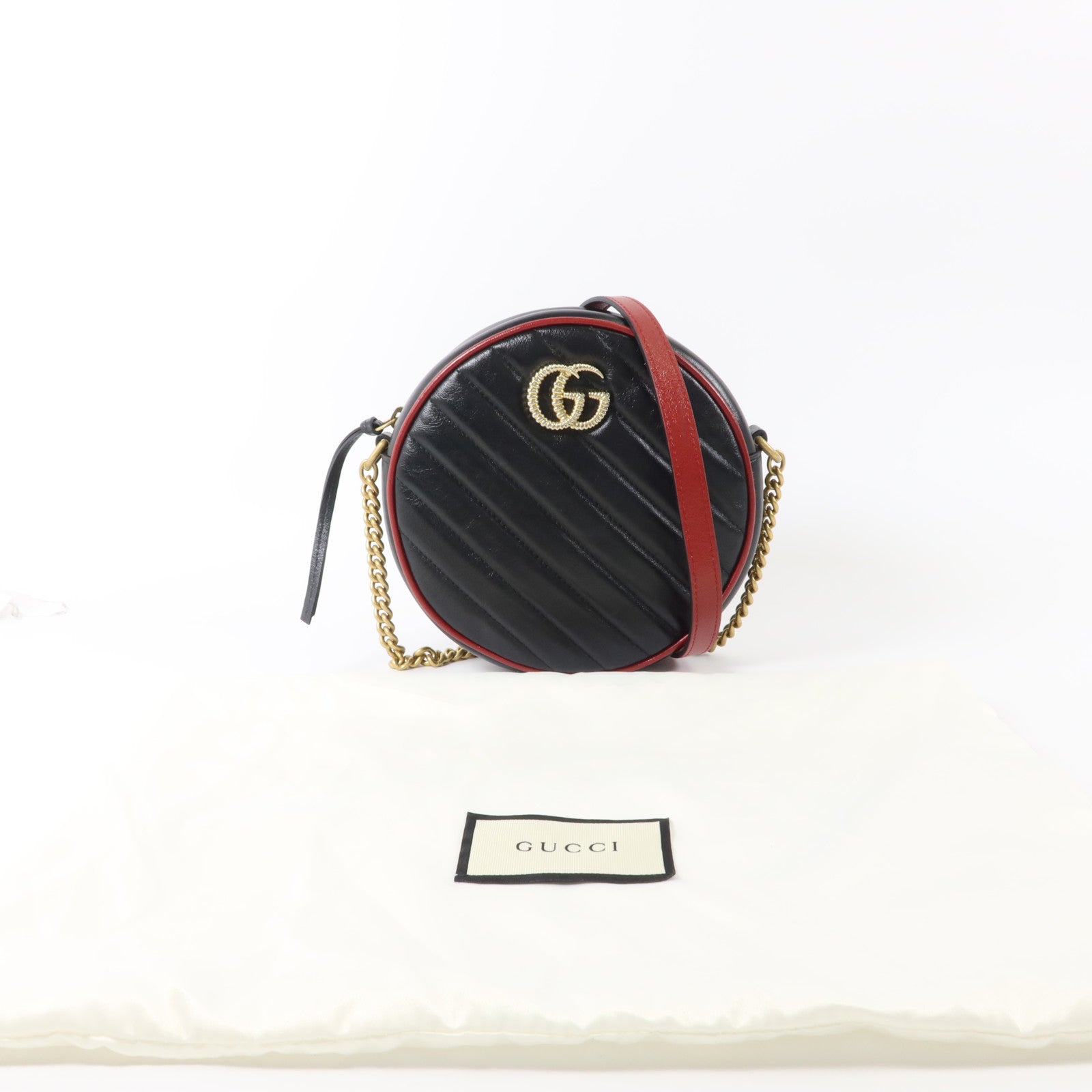GUCCI 牛皮皮革GG Marmont Mini Round Bag肩背袋
