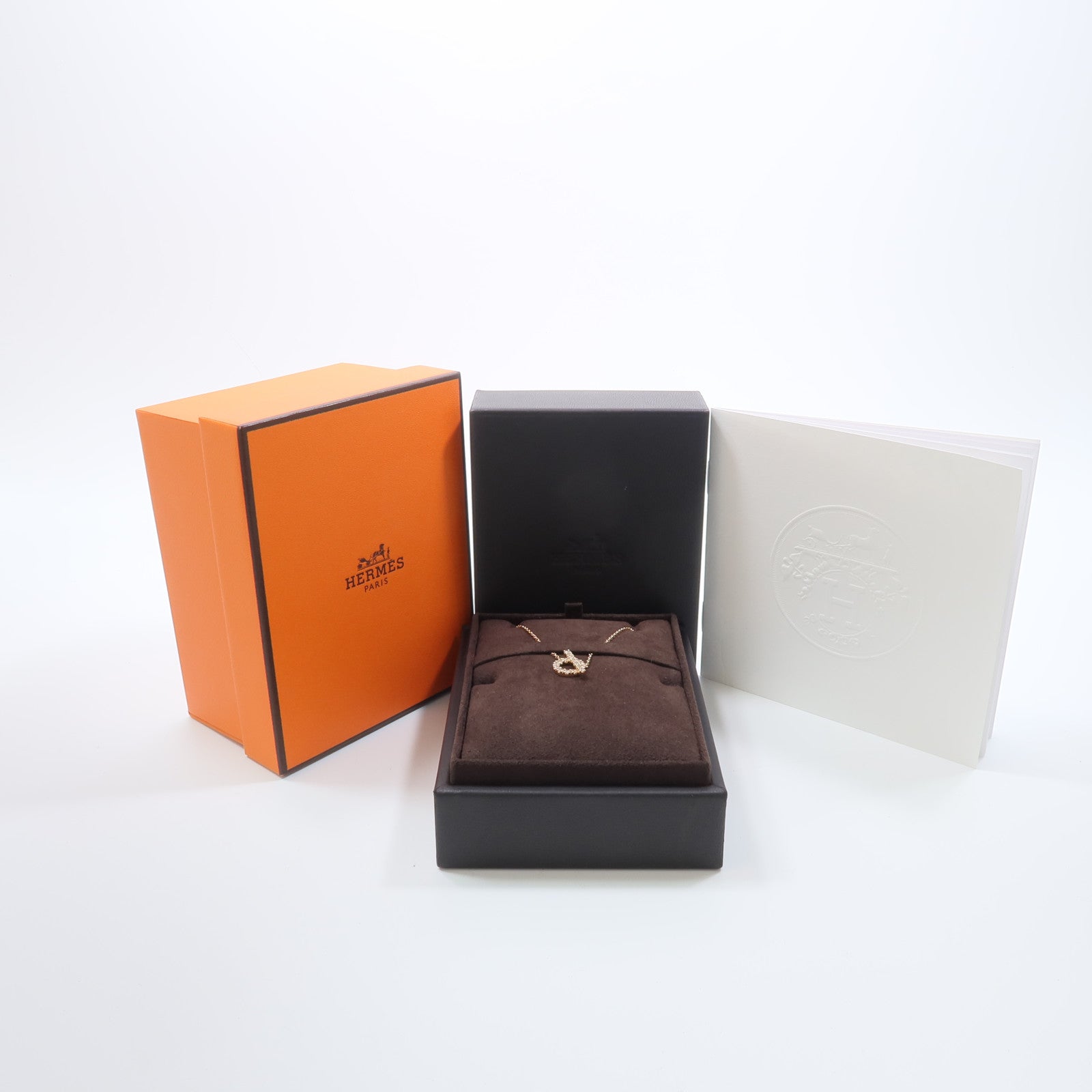 HERMES 18K玫瑰金Finesse Pendant鑽石項鍊