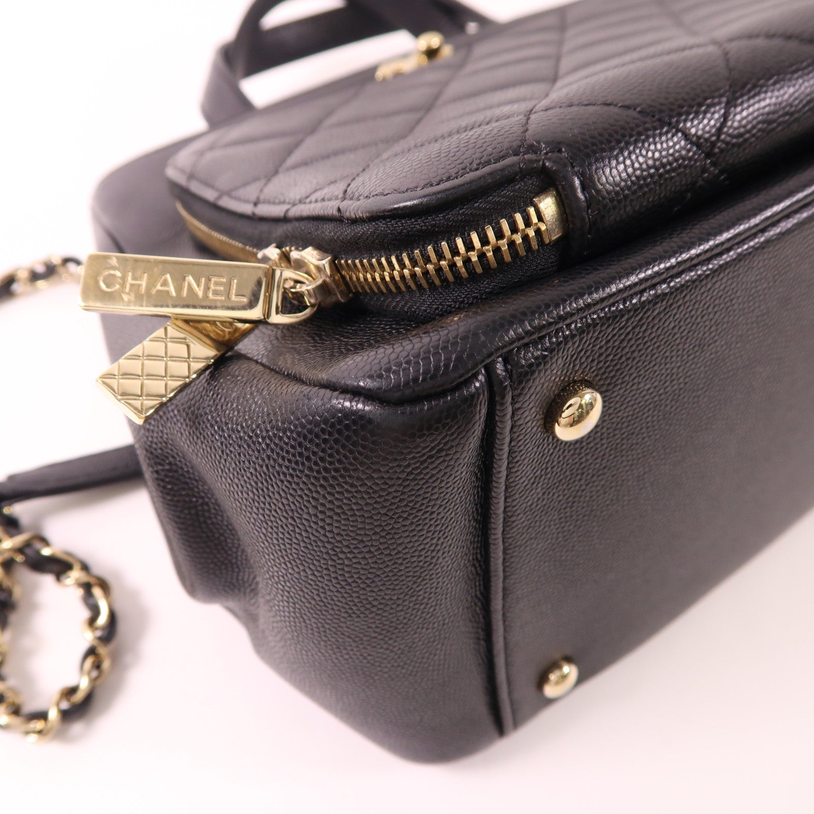 CHANEL 牛皮皮革2 Way Shoulder Bag金扣手挽肩背兩用袋