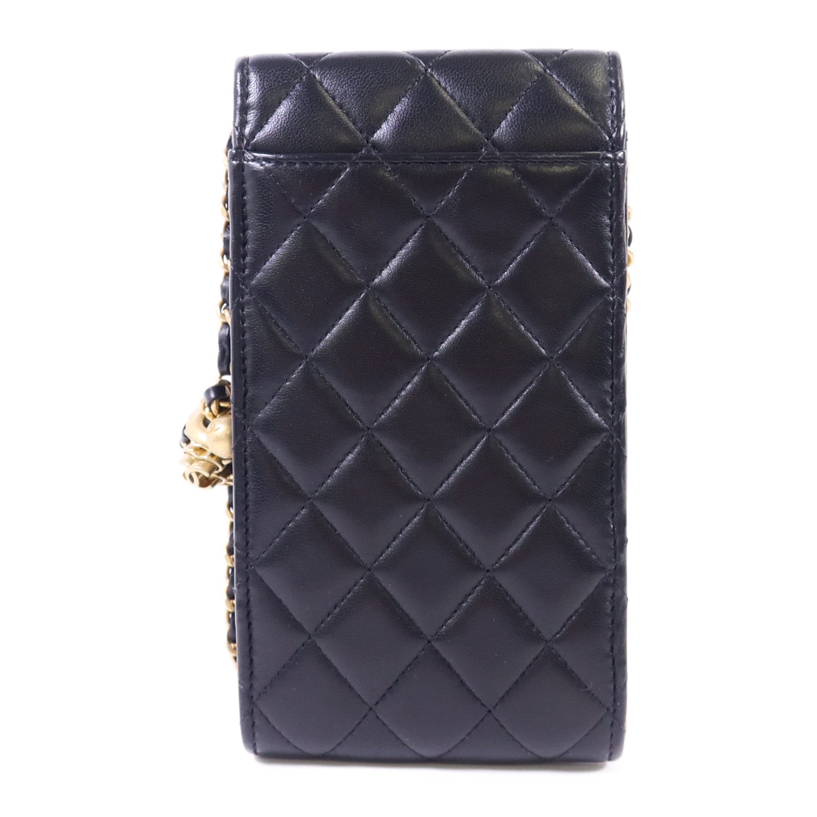 CHANEL 【激減優惠】羊皮皮革Phone Bag With Gold Ball金扣鏈帶肩背袋