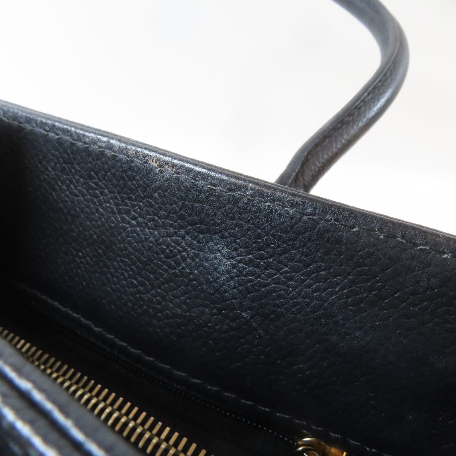CHANEL 牛皮皮革Handbag金扣手挽袋黑色