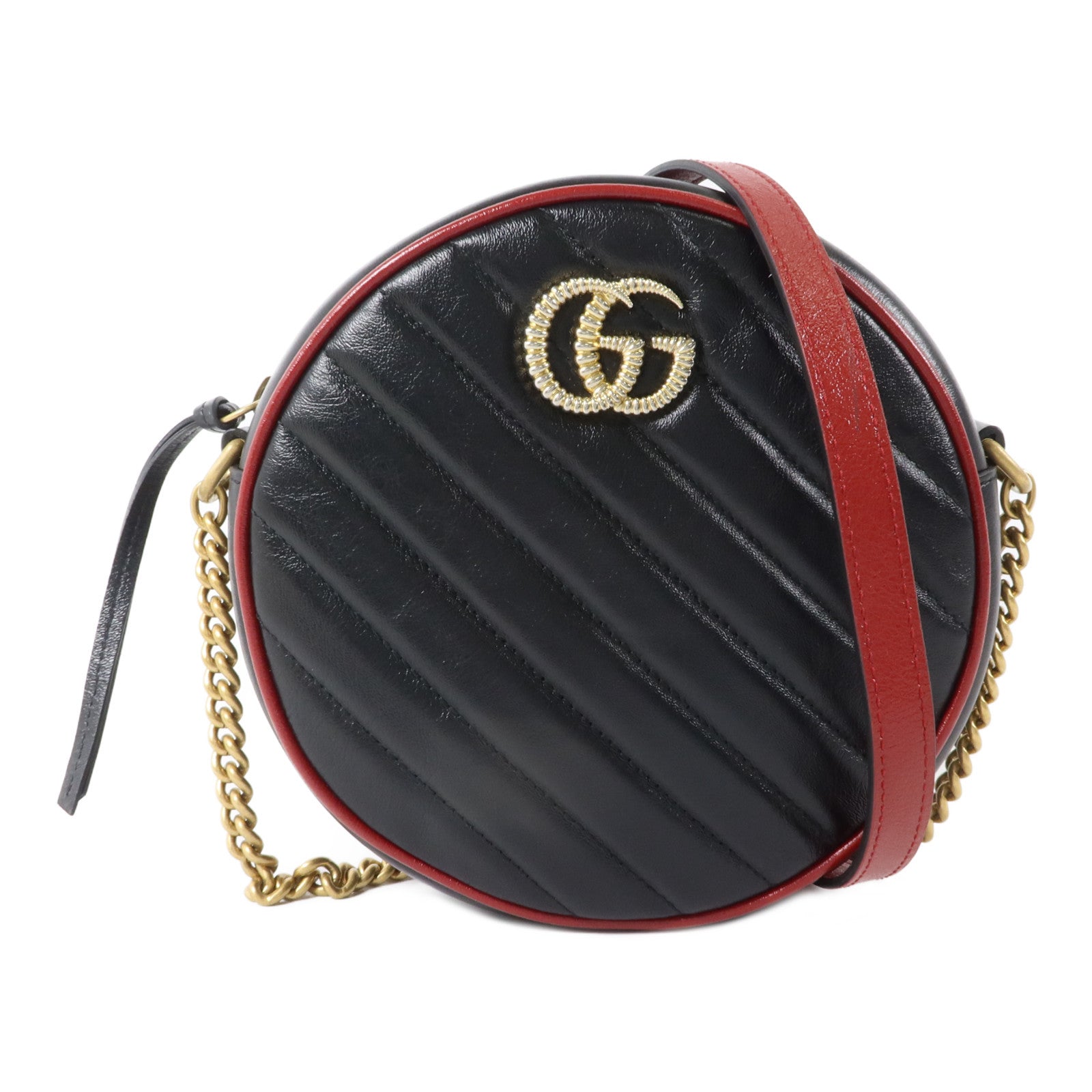 GUCCI 牛皮皮革GG Marmont Mini Round Bag肩背袋