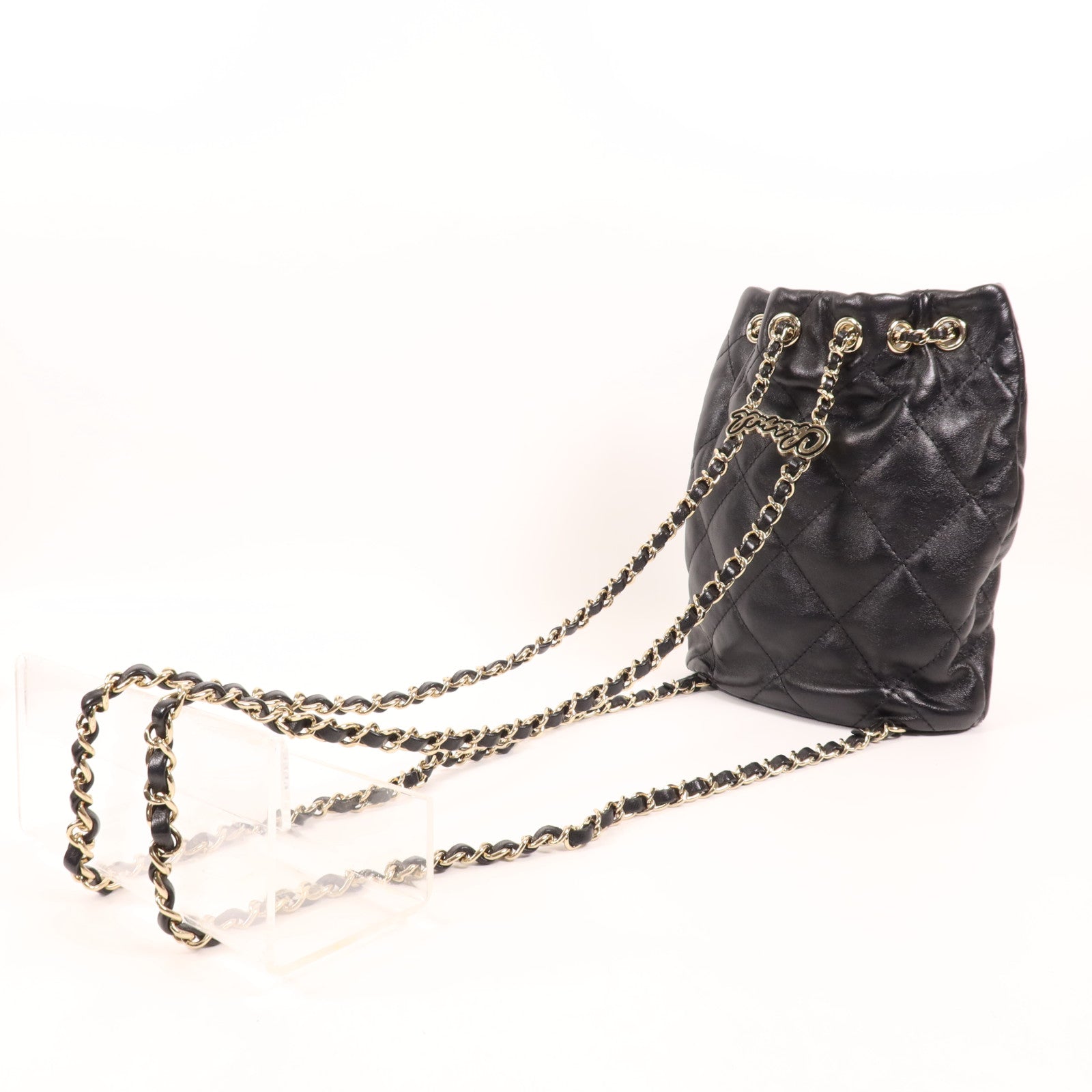 CHANEL 牛皮皮革Rucksack金扣背包