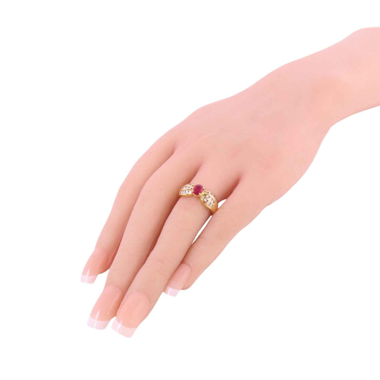 JEWELRY 18K黃金Ruby Diamond Ring紅寶石/鑽石戒指US#6.5