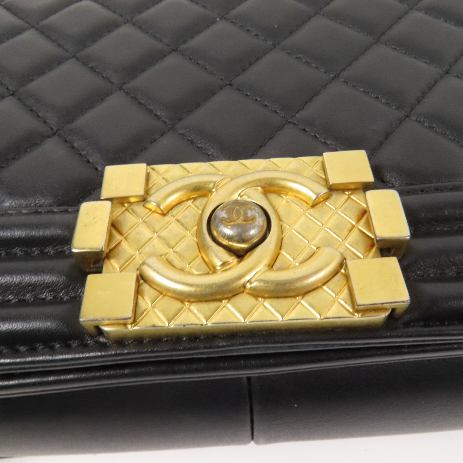 CHANEL 羊皮皮革Boy 25 2Way Shoulder Bag金扣鏈帶手挽肩背兩用袋