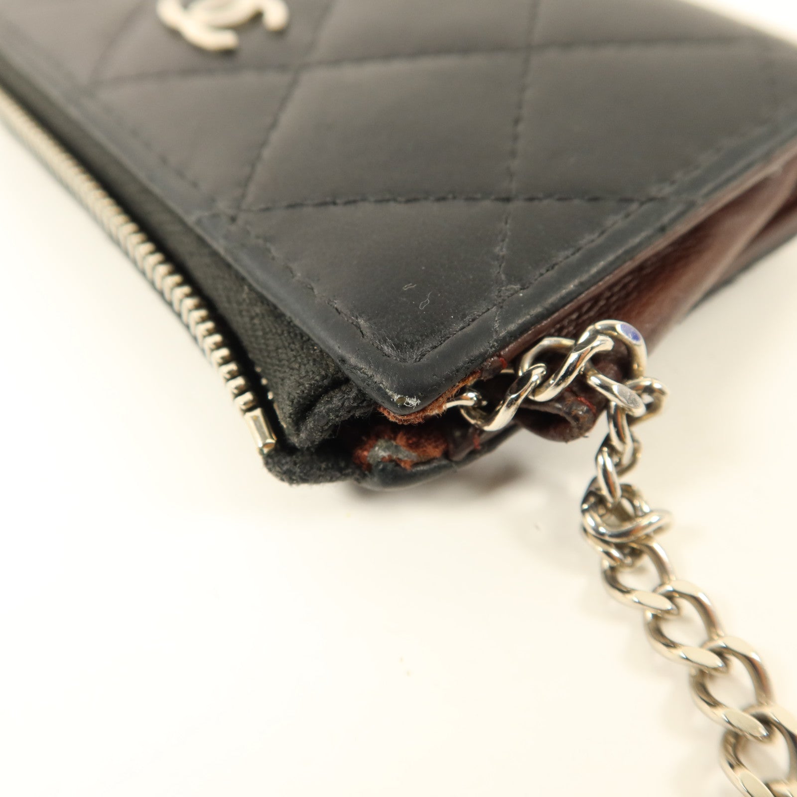 CHANEL 羊皮皮革Key Coin Purse銀扣鎖匙包