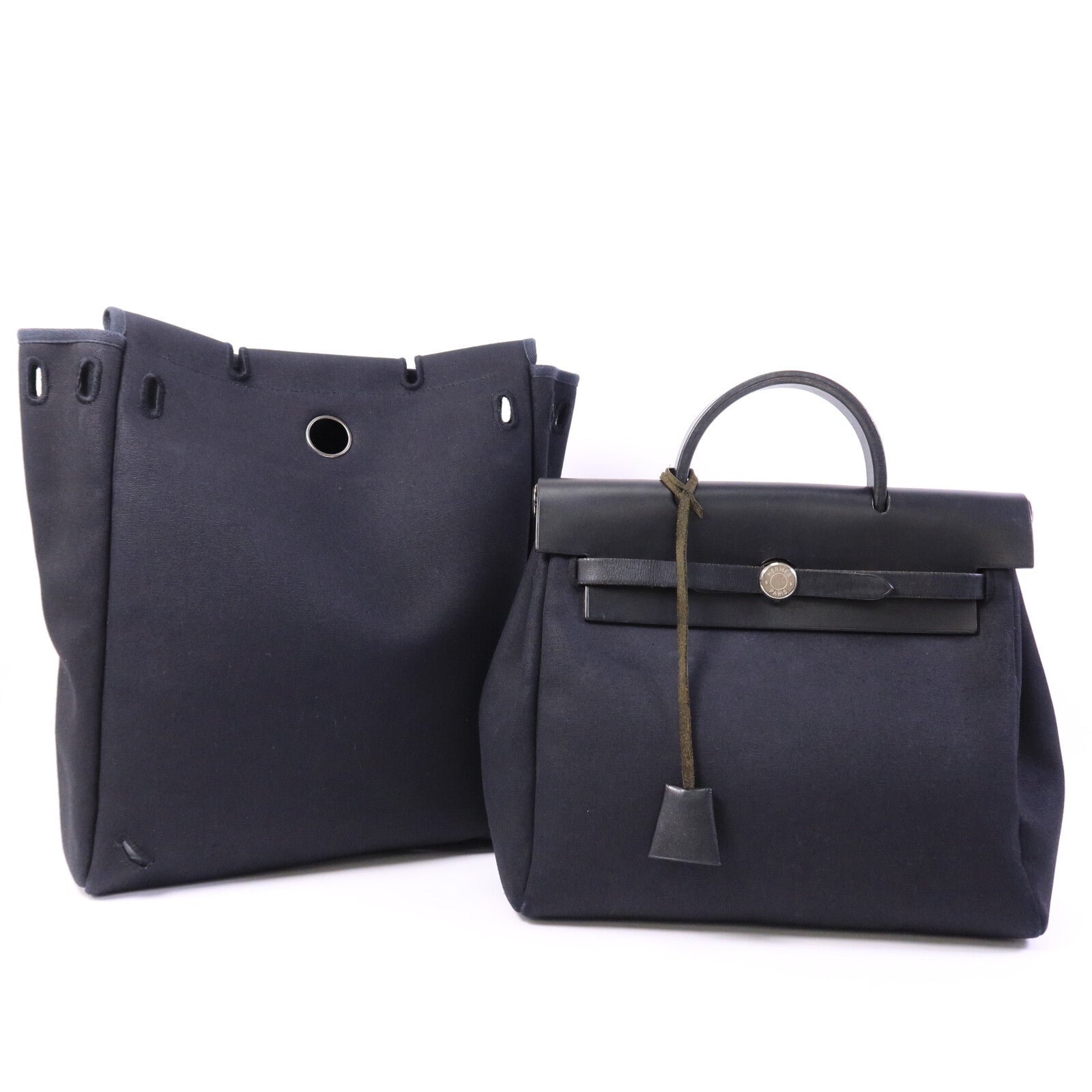 HERMES 帆布/皮革Herbag Backpack背包Navy