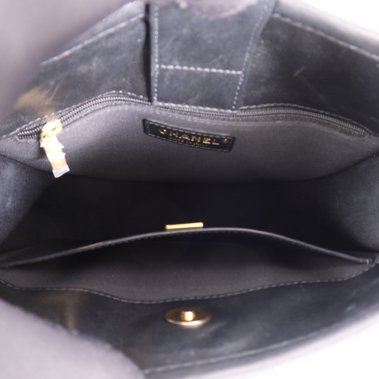 CHANEL 牛皮皮革Chanel Hobo金扣鏈帶手挽肩背兩用袋