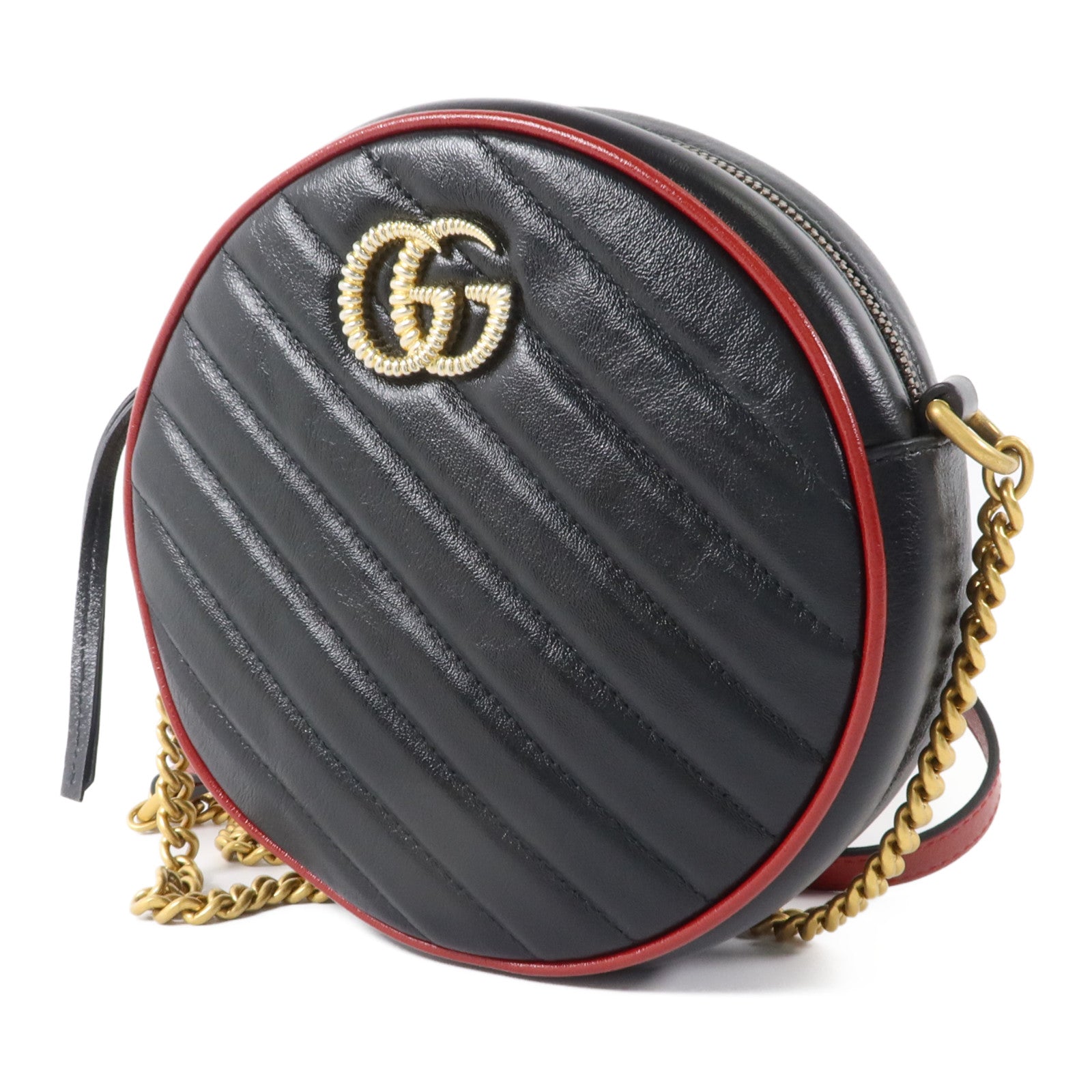 GUCCI 牛皮皮革GG Marmont Mini Round Bag肩背袋