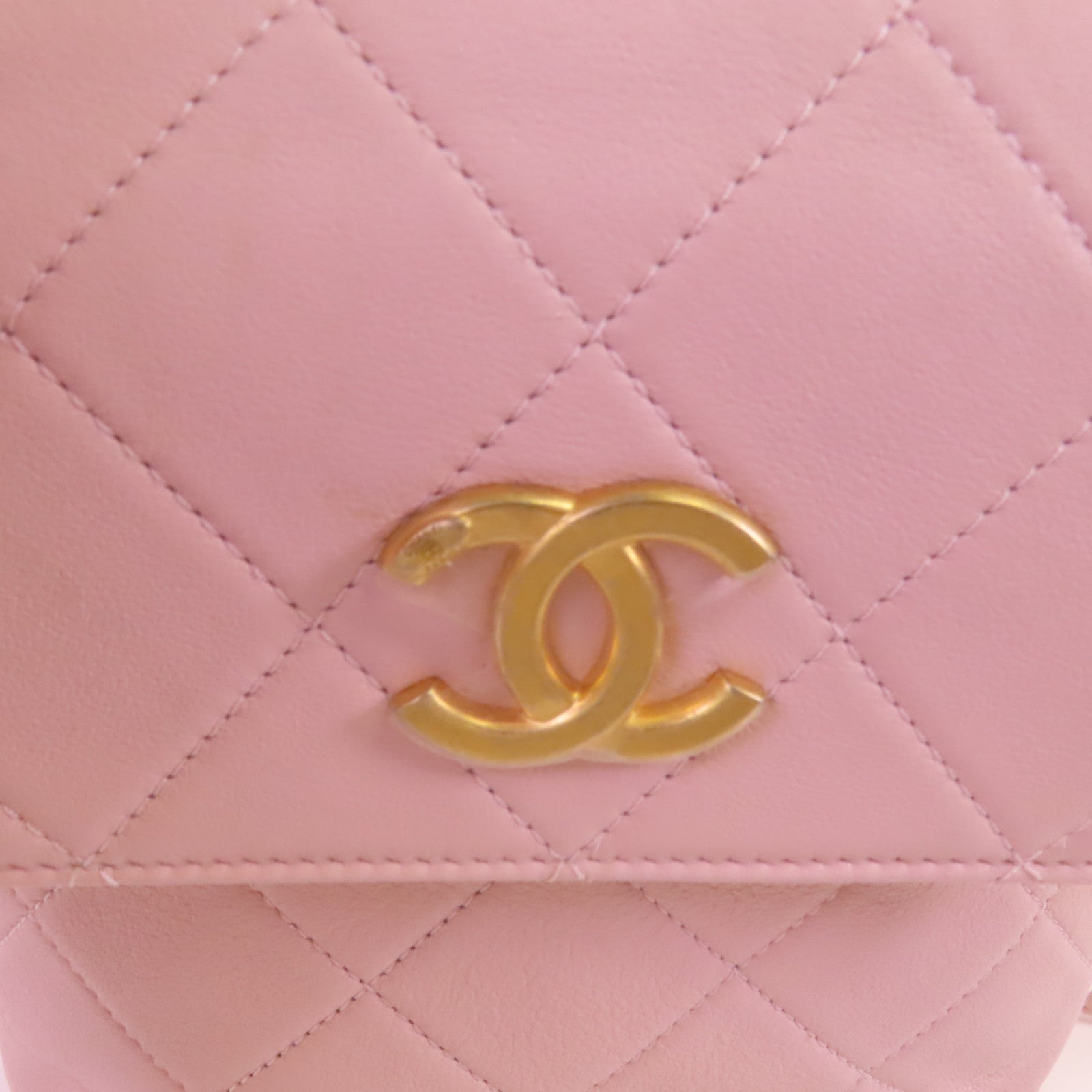 CHANEL 牛皮皮革Chain Shoulder金扣肩背袋