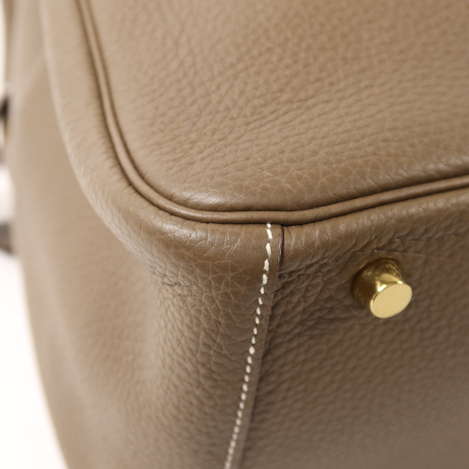 HERMES Clemence皮革Lindy 30金扣手挽肩背兩用袋Etoupe