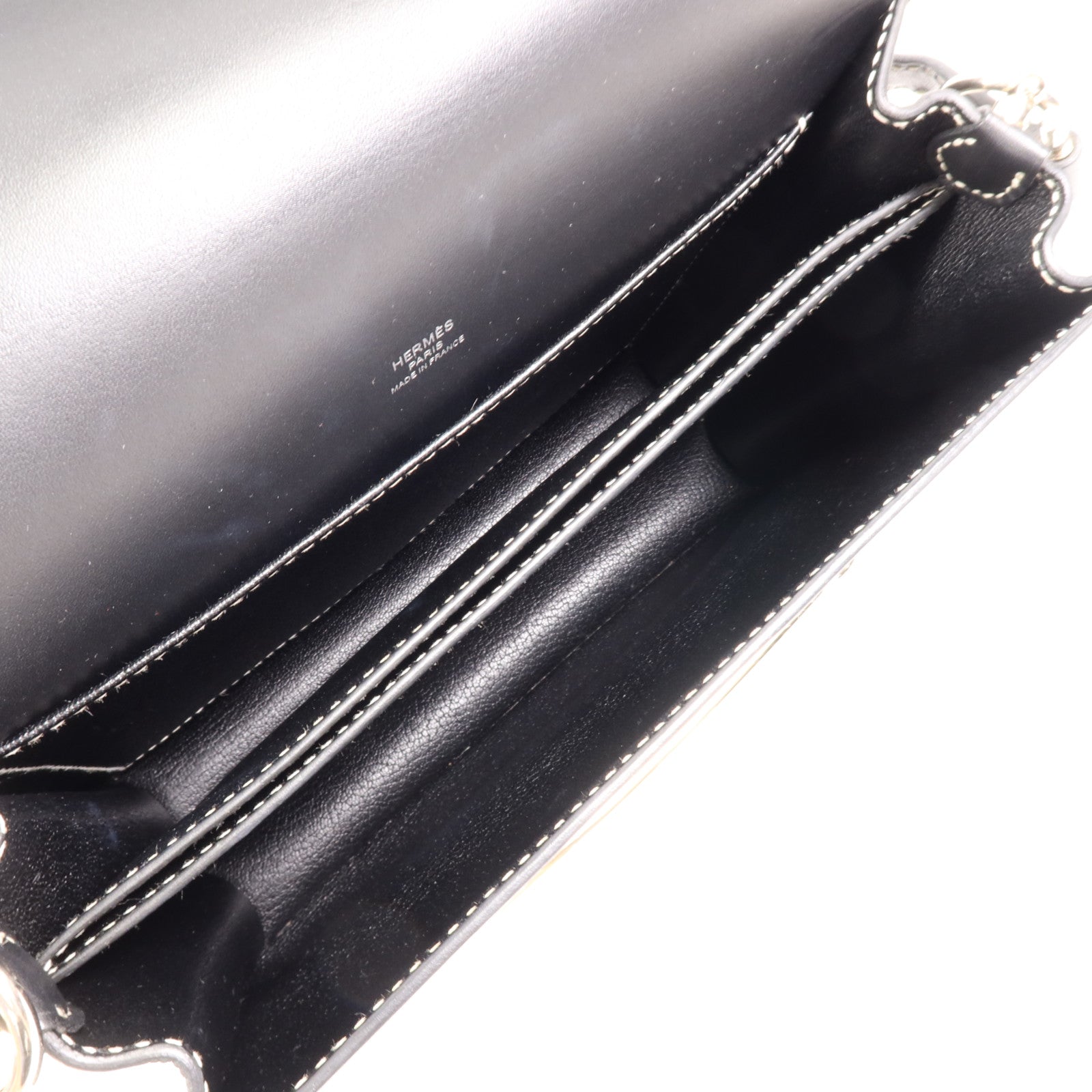 HERMES Sombrero皮革Roulis 23銀扣肩背袋Noir