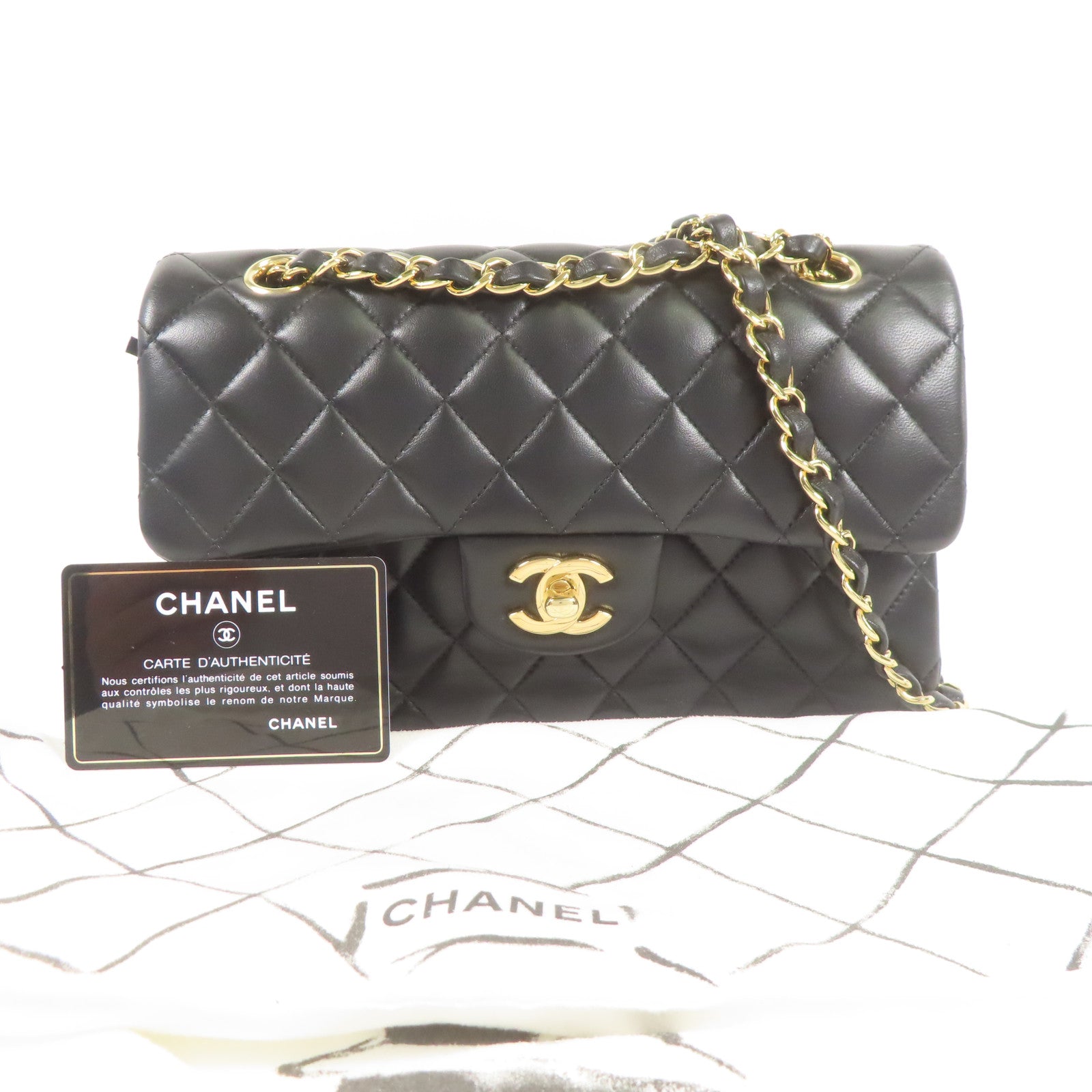 CHANEL 羊皮皮革Classic 23金扣鏈帶肩背袋
