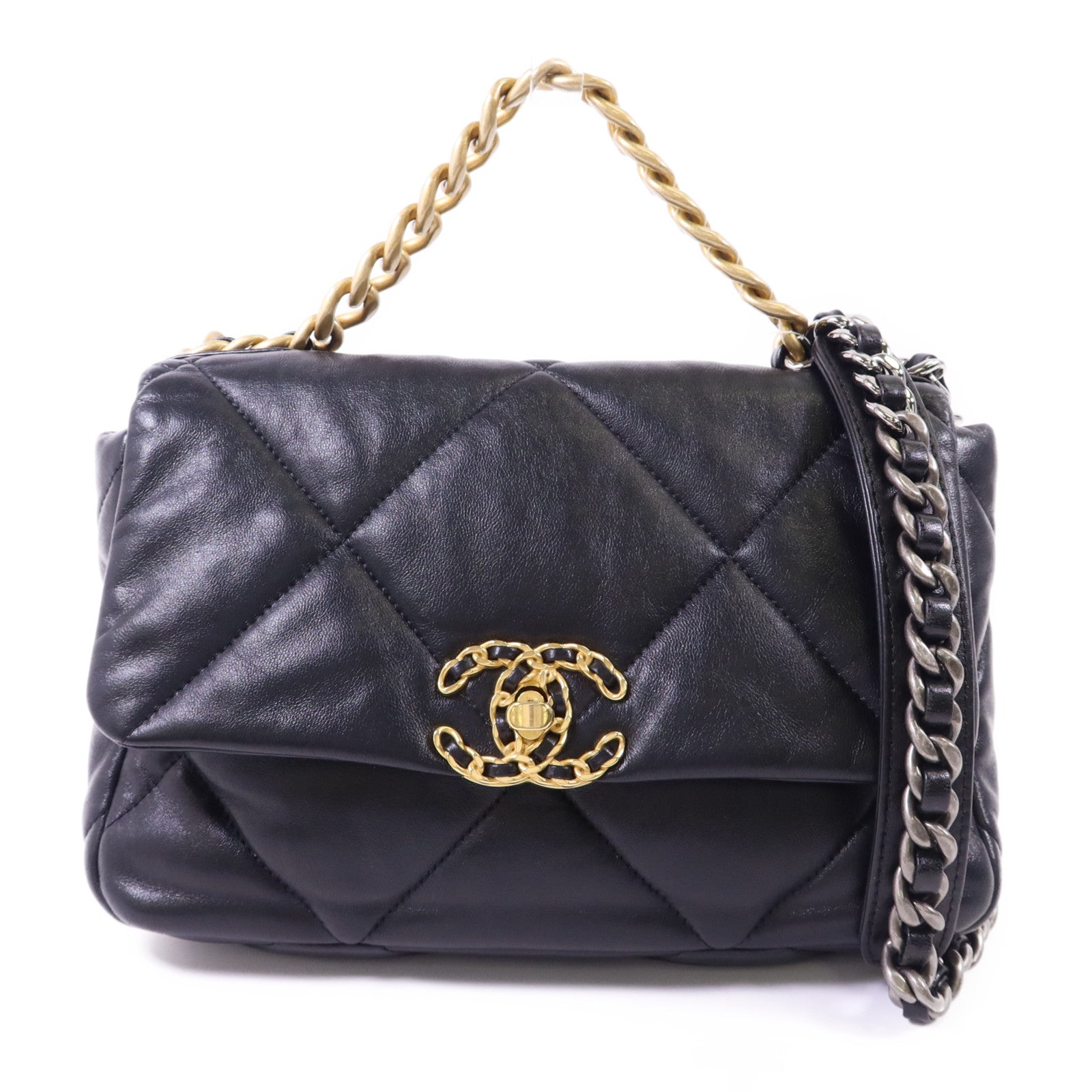 CHANEL 羊皮皮革Chanel 19金扣手挽肩背兩用袋