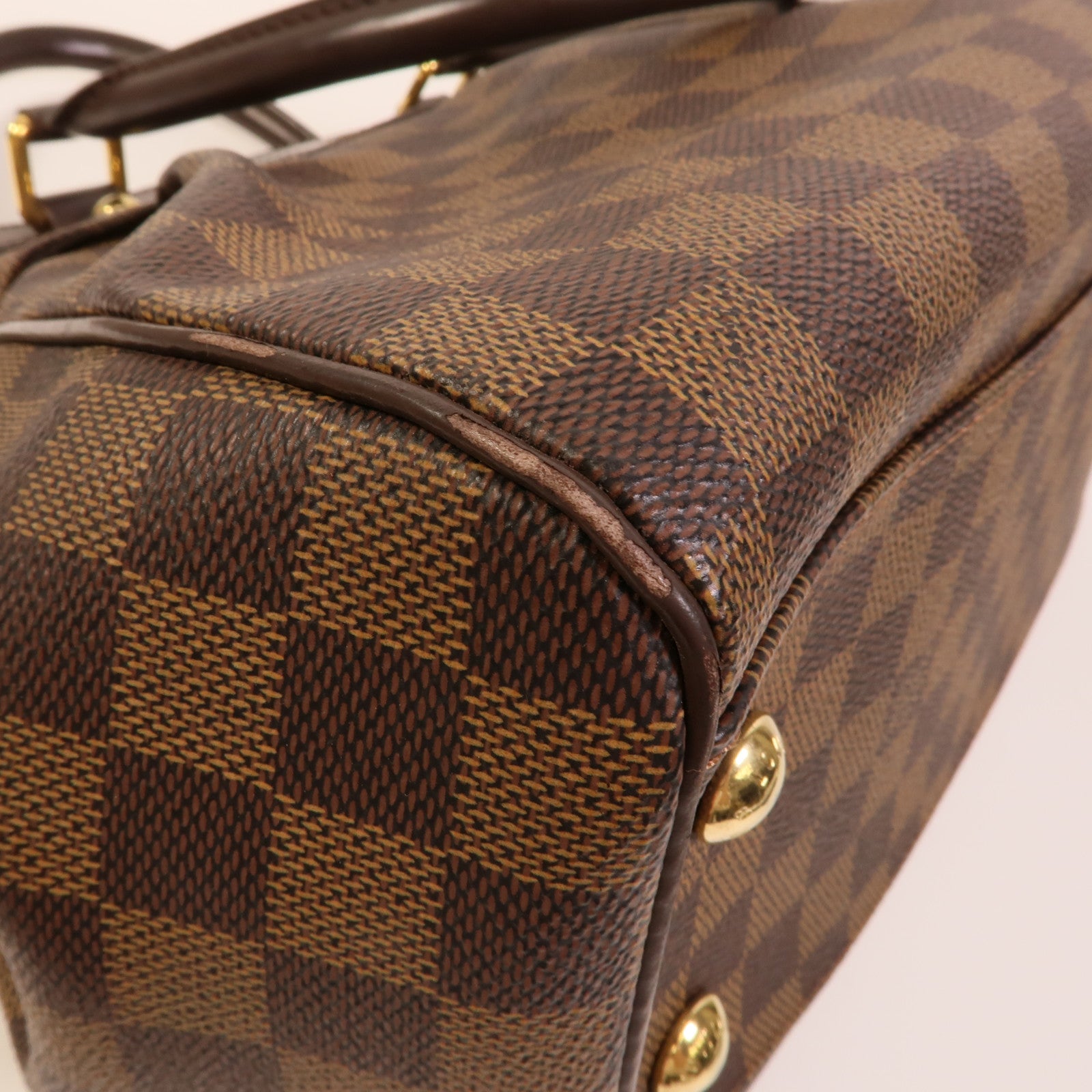 LOUIS VUITTON Damier Trevi金扣手挽肩背兩用袋棕色