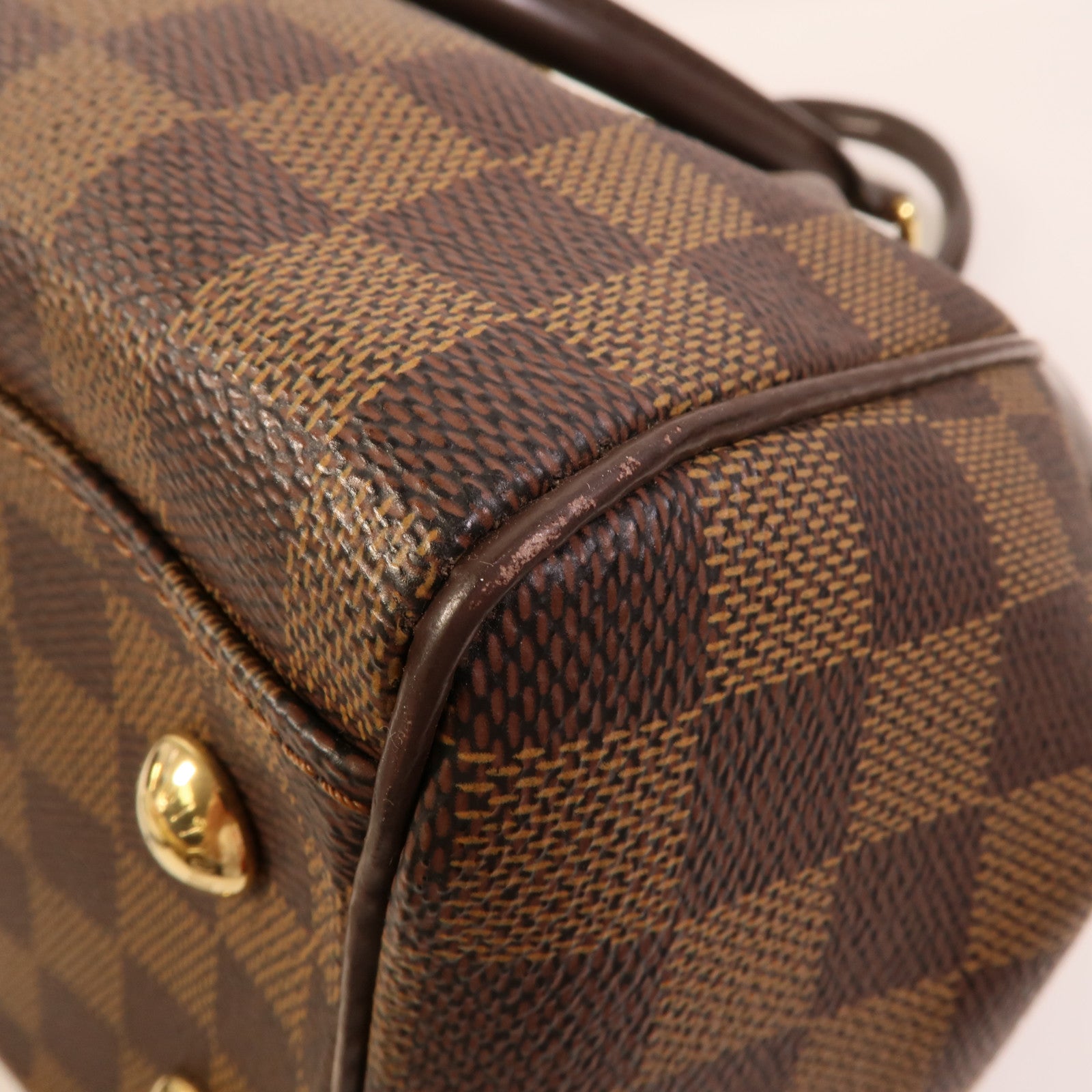 LOUIS VUITTON Damier Trevi金扣手挽肩背兩用袋棕色