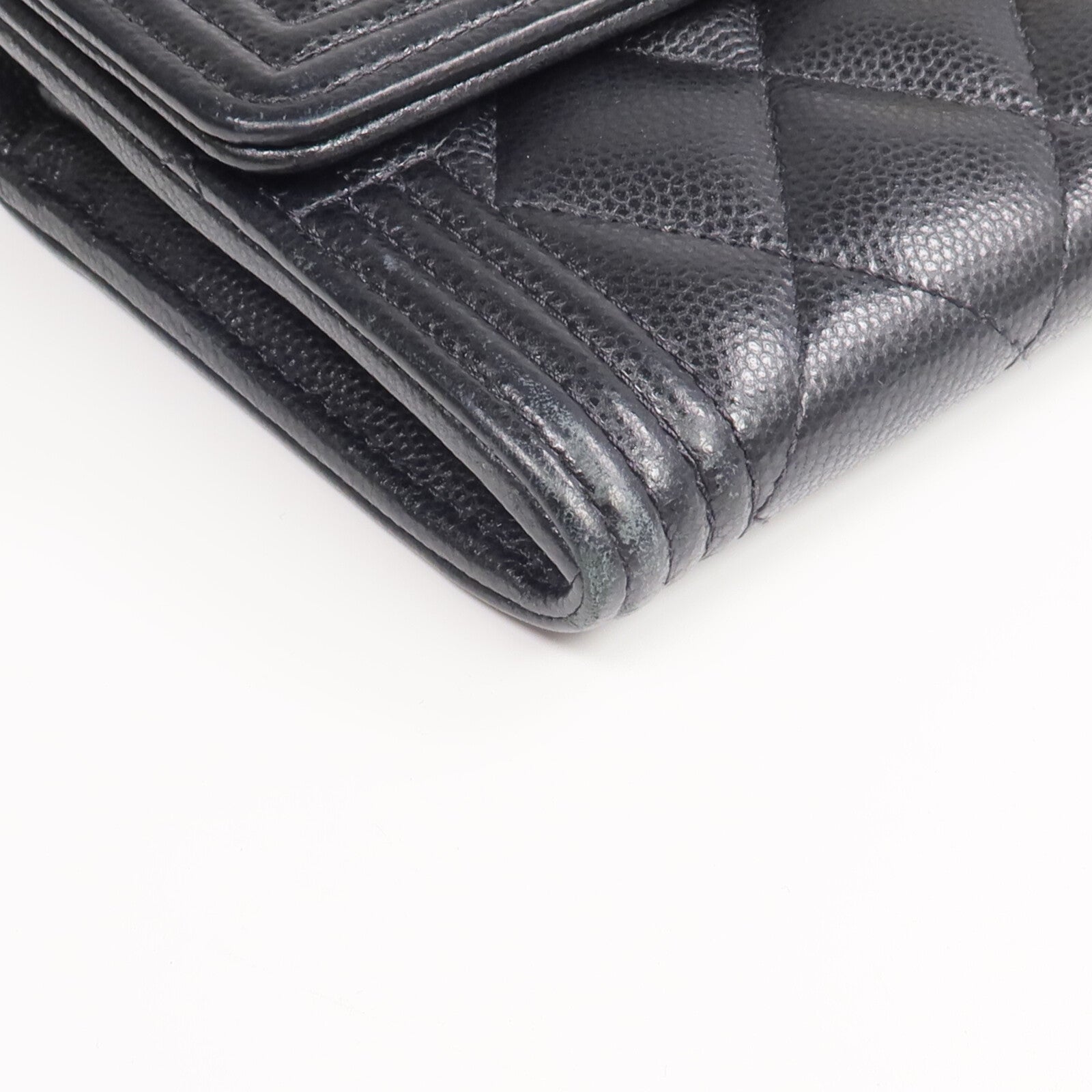 CHANEL 牛皮皮革Boy Long Wallet金扣長錢包