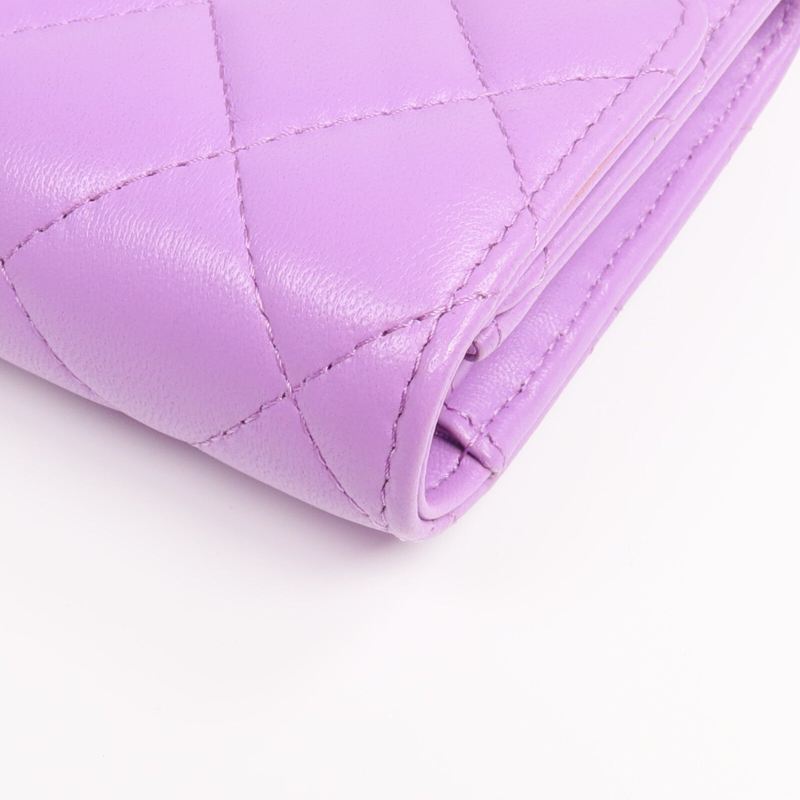 CHANEL 羊皮皮革Long Wallet銀扣長錢包