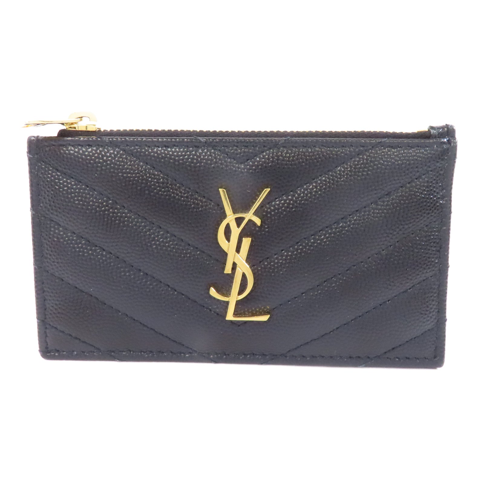 SAINT LAURENT 牛皮皮革Card Case金扣卡片套黑色